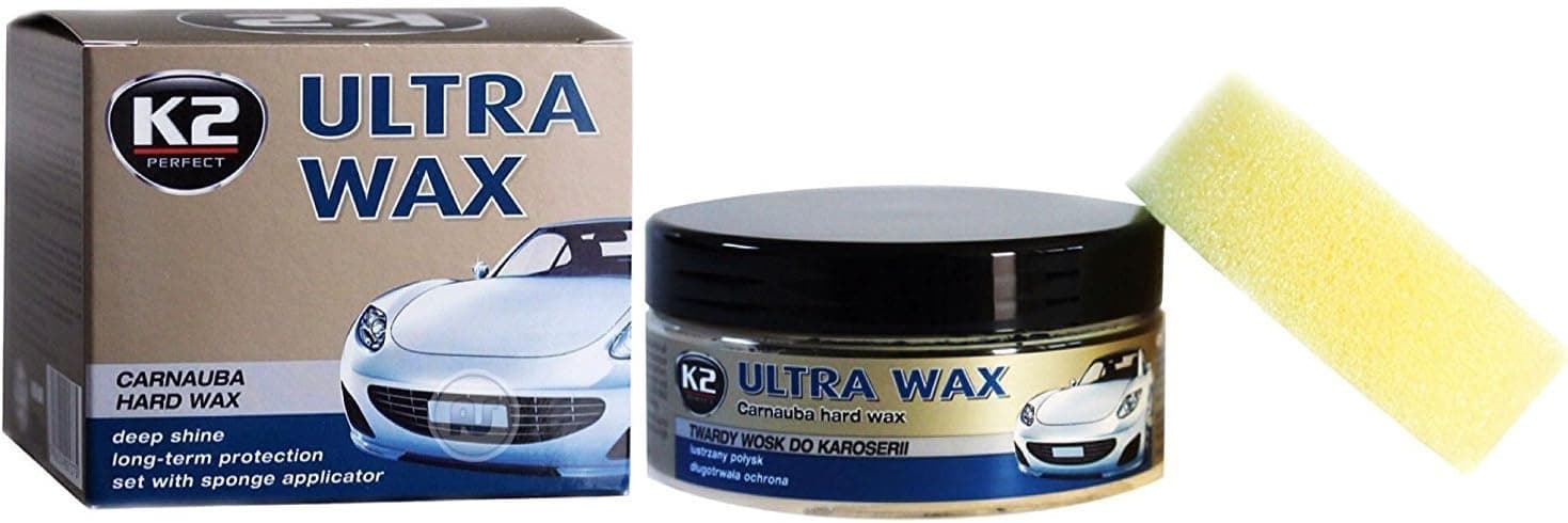 K2 Cera de carnaúba para carro Ultra Wax, abrilhantador, proteção UV, brilho intenso, excelente para efeito pérolas, 250 g 