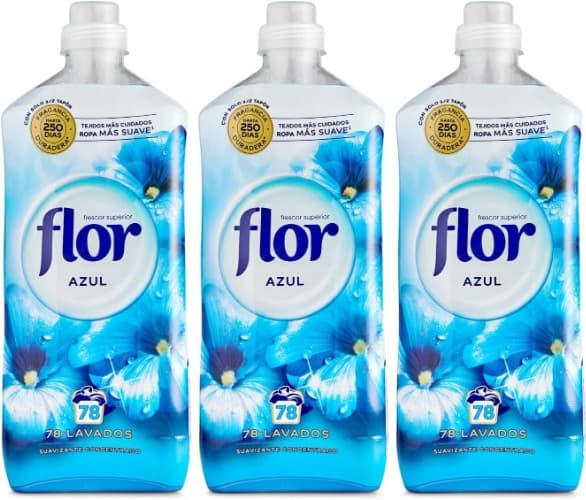 Flor - Suavizante para roupa concentrada, aroma azul, 72 doses x 3