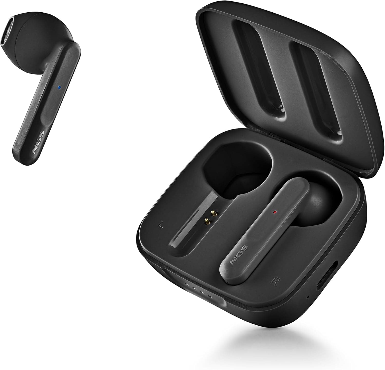 NGS ARTICA Move Black - Auricular sem fios compatível com tecnologia Bluetooth 5.3 e TWS, bateria 28hr, controlo tátil, tecnologia ENC, cor preta