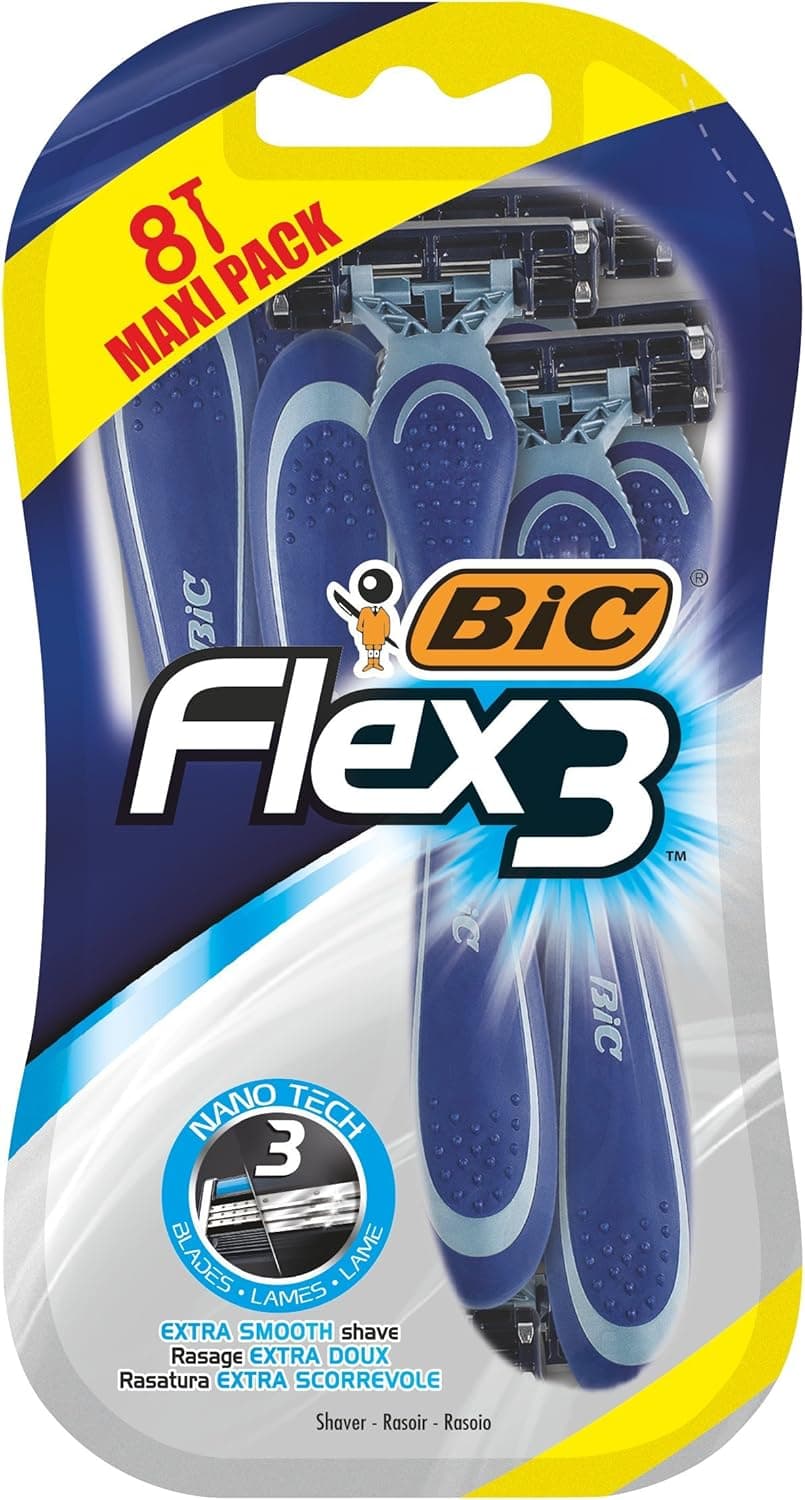 BIC Flex3 | Conjunto de 8 lâminas de barbear para homem