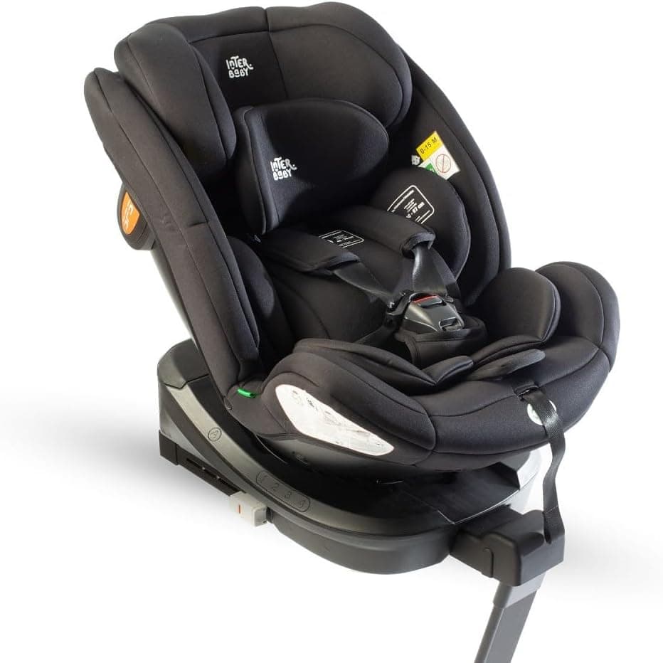Interbaby - Cadeira de carro bebé giratória 360º | 0-12 anos, 40-150 cm, âncora isofix, proteção lateral SIP de impactos, 4 posições reclinável, 8 posições de cabeça | Alea, preto