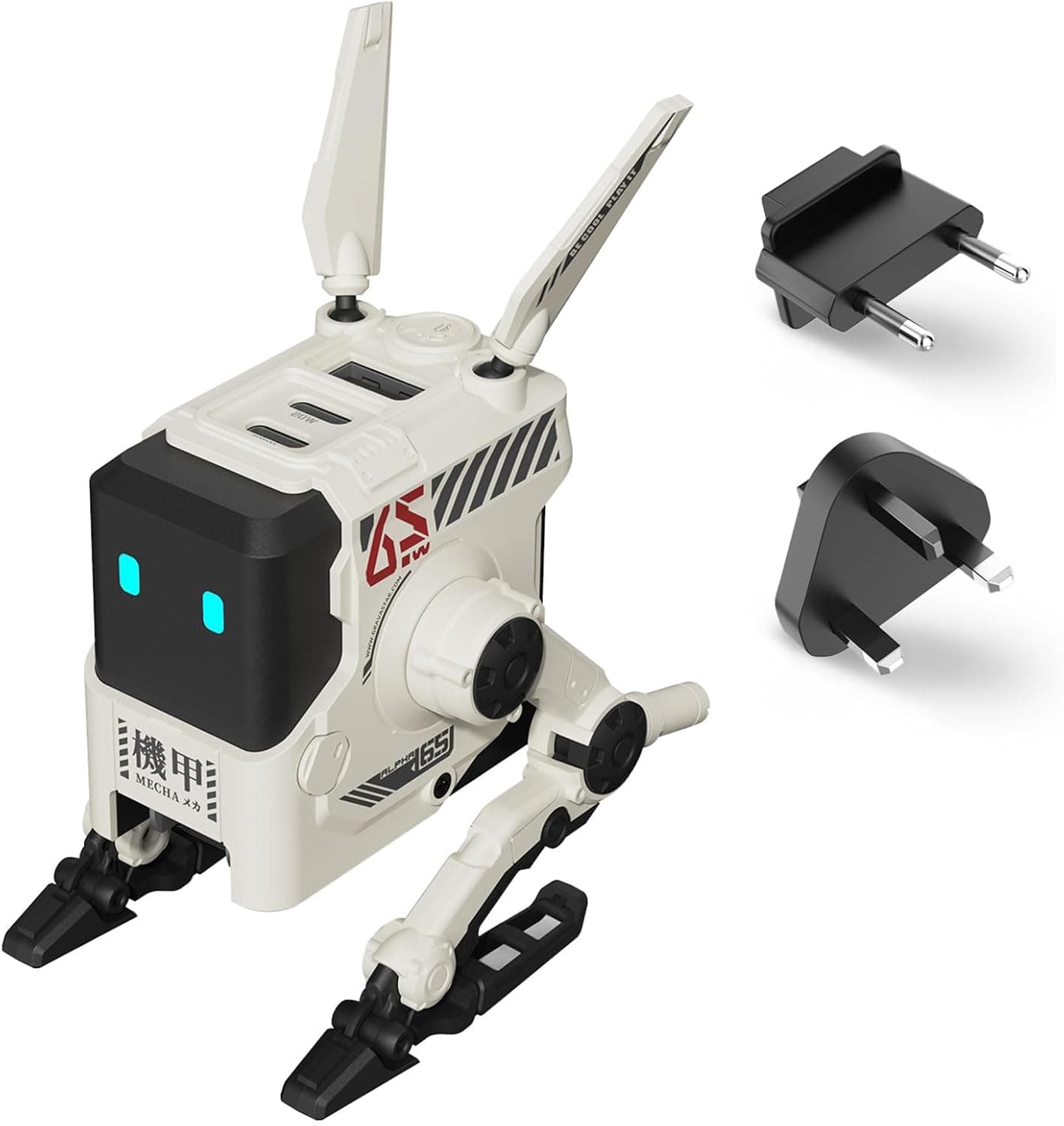 GravaStar Alpha Carregador rápido GAN de 65 W, carregador rápido de 3 portas com tomada múltipla para viagens, carregador universal para o Reino Unido/UE/EUA, para iPhone, MacBook, iPad, Galaxy