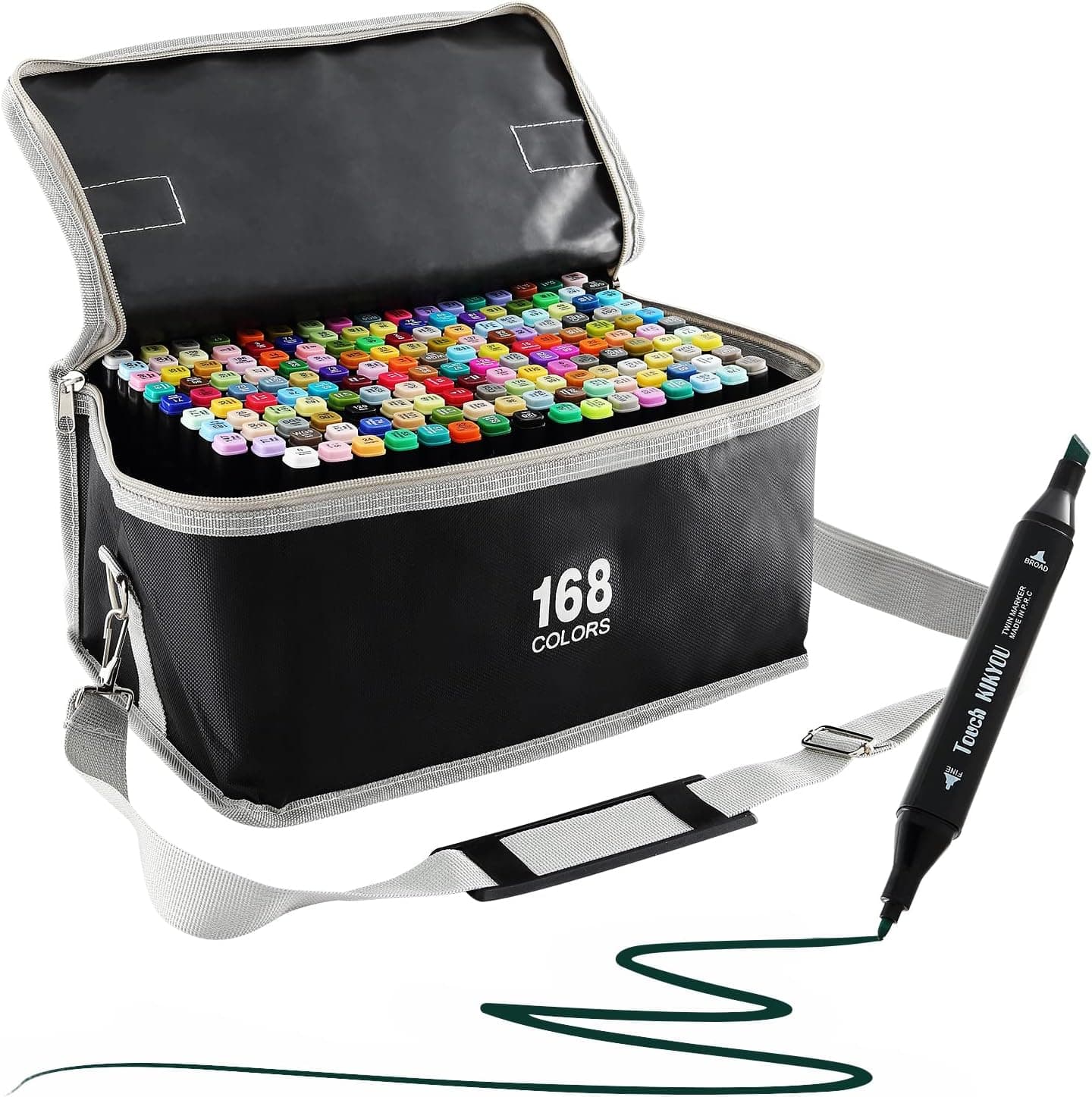 Ordeluxe 168 cores: Marcadores permanentes de ponta dupla, conjunto multicolorido para crianças, adultos, artistas, pintura, colorir e esboços. 168 cm