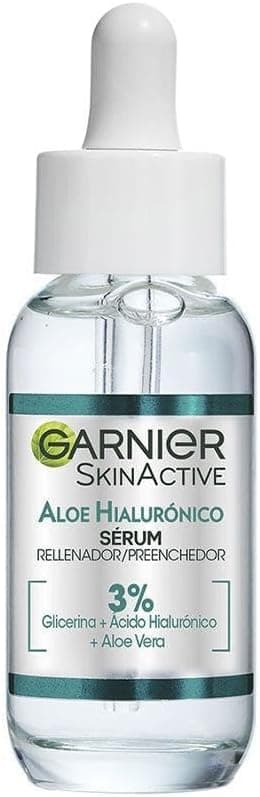 Garnier Sérum hidratante enchimento aloé hialurónico com 3% glicerina ácido hialurónico e aloé vera. Hidrata intensamente e recheia-se numa única gota