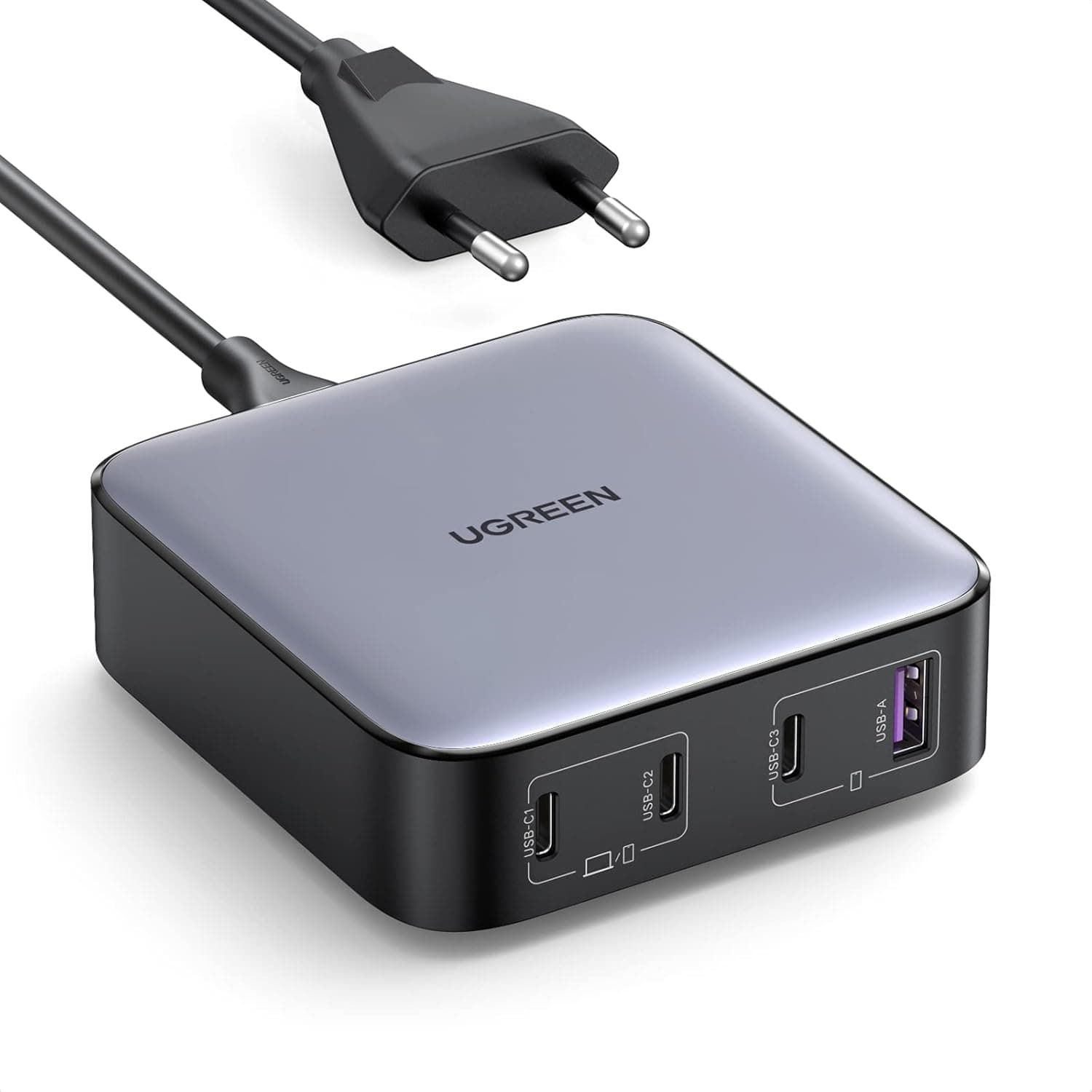 UGREEN Nexode 100 W GAN II Tech USB C carregador de secretária, 3 USB C e 1 USB A