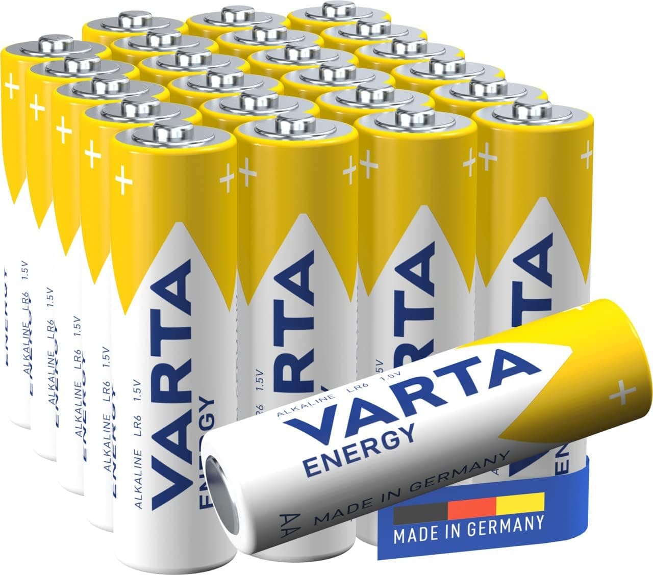 Varta Pilha Energy AA Mignon LR06 (embalagem de 24 unidades), pilha alcalina "Made in Germany", adequada para raios e relógios de parede