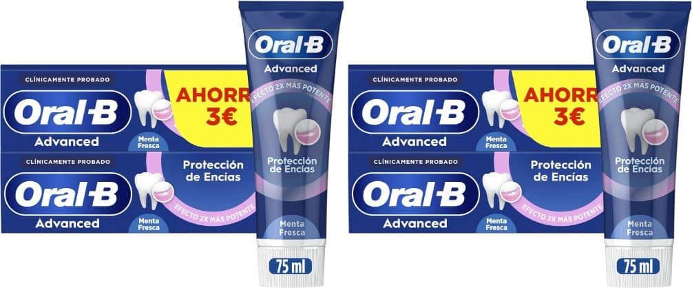 Oral-B Advanced Proteção de gengivas pasta de dentes com fluor, embalagem de 4 x 75 ml