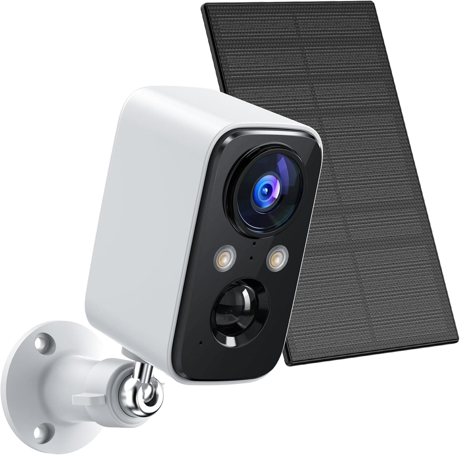 FOAOOD Câmara de vigilância WiFi exterior solar, câmaras de vigilância sem fios visão noturna cor alarme com bateria incorporada detecção humana PIR áudio bidirecional IP66