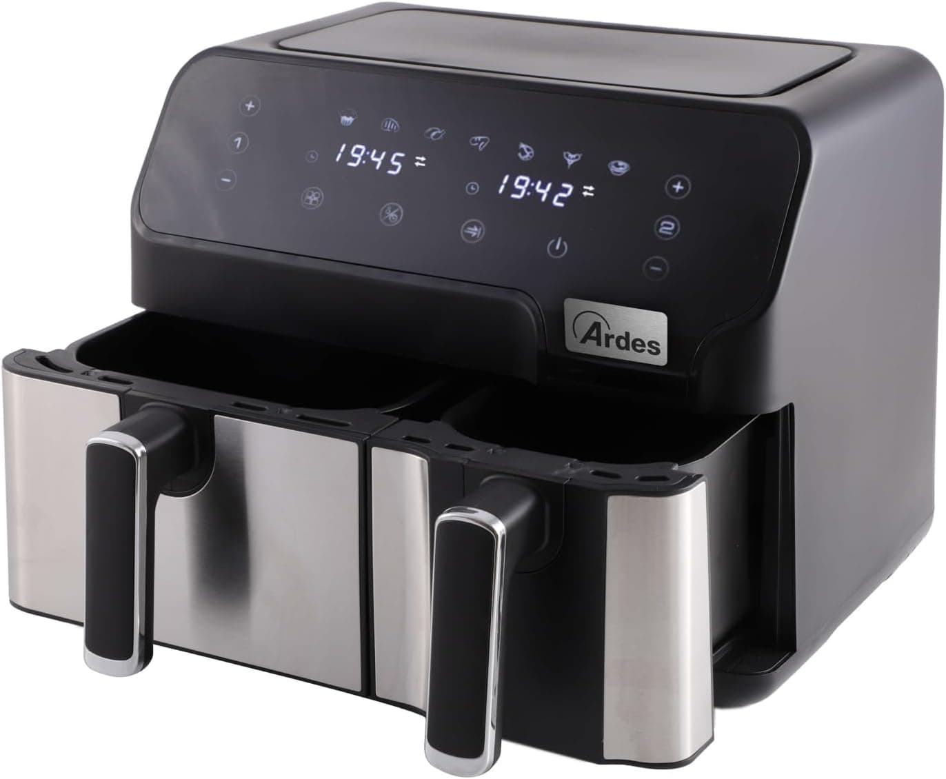 ARDES - ARFRYA03D Frigideira de ar ELDORADA DUAL - fritadeira de ar com duplo cesto capacidade 9 litros - fritadeira com ecrã digital tátil multifuncional