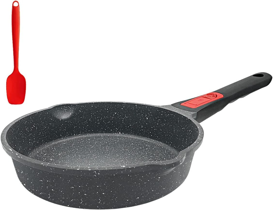 AIKENBBKK Frigideira antiaderente de 20 cm, frigideira de alumínio fundido para fritar com cabo removível, adequada para todas as placas, adequada para forno e máquina de lavar louça (preto)