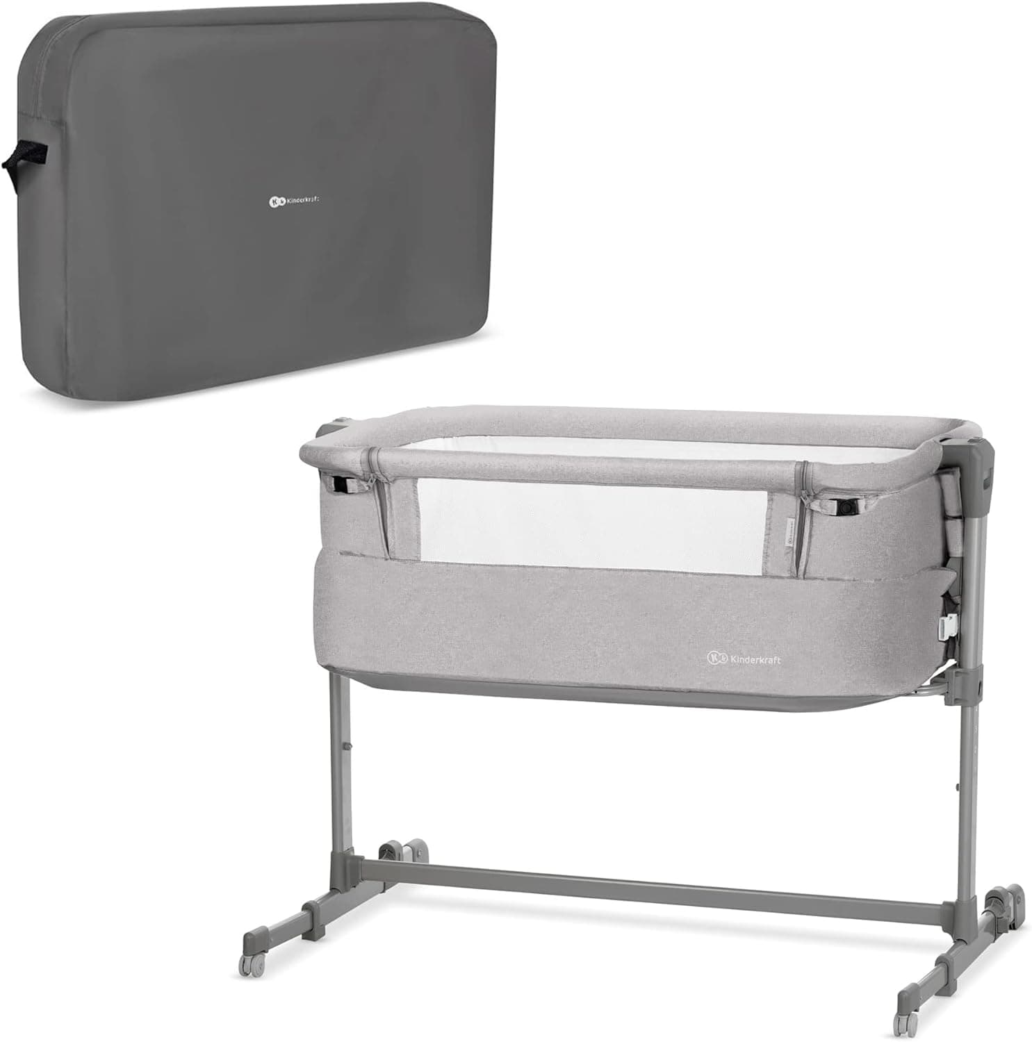 Kinderkraft Berço de olecho 2 em 1 NESTE UP, ajustável, dobrável, acessórios, cinzento