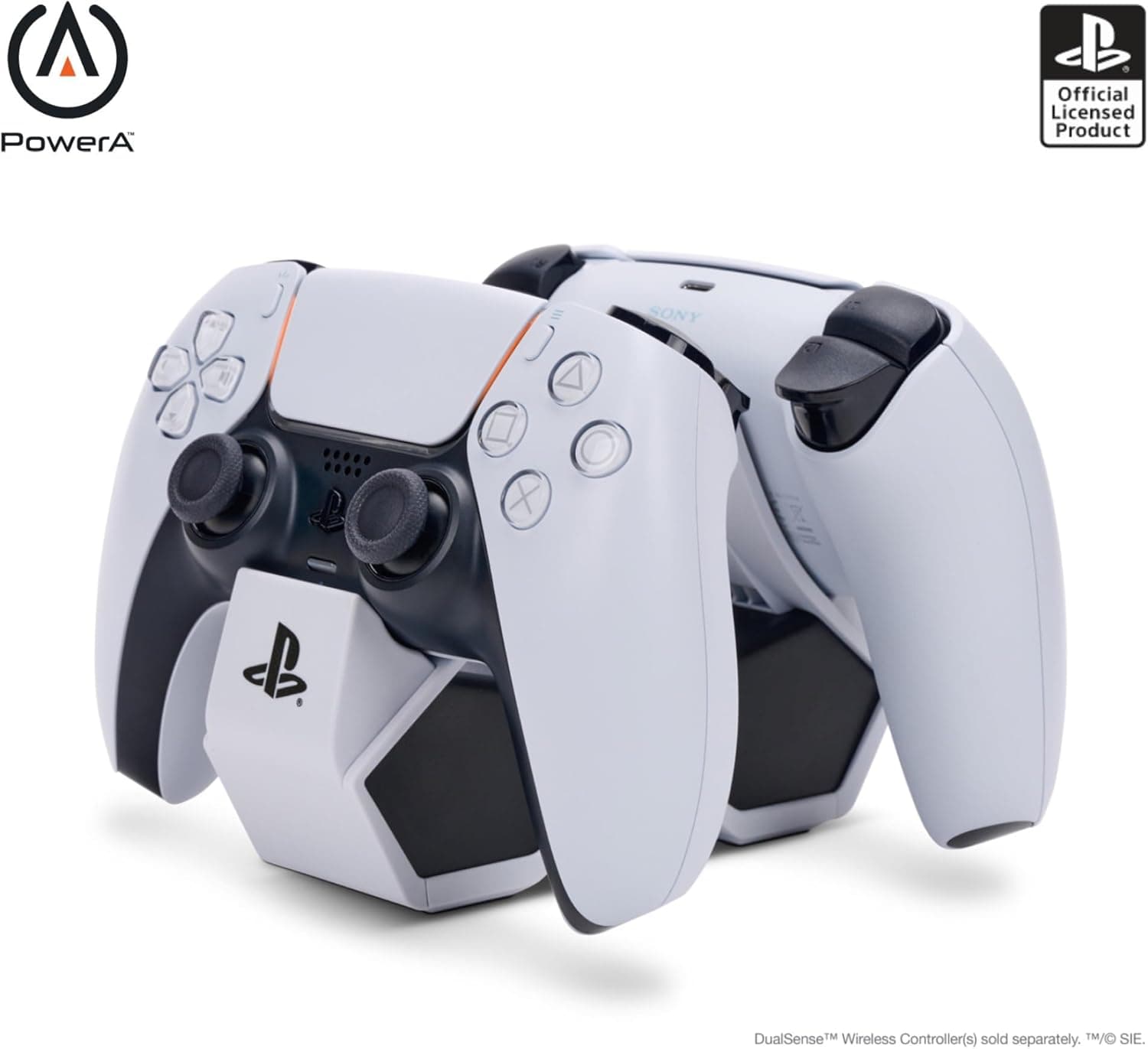 Carregador rápido duplo PowerA para 2 comandos sem fios DualSense, estação de carregamento duplo para comandos Sony PlayStation 5