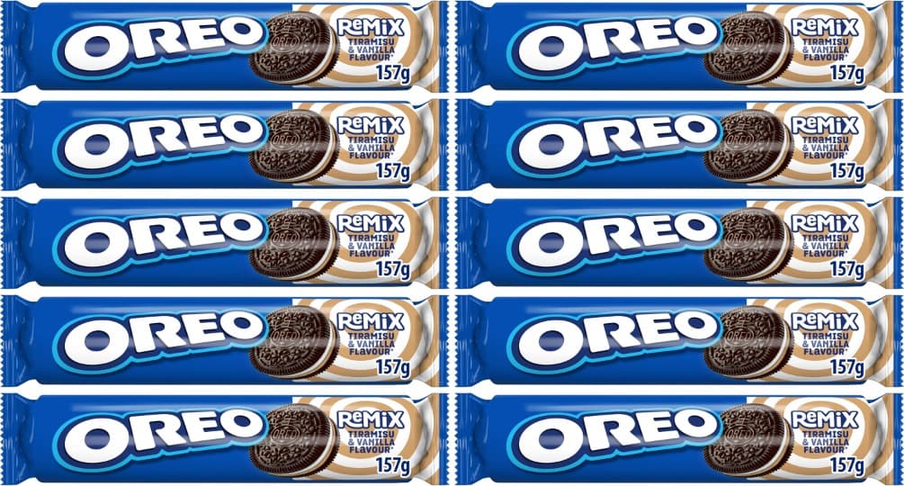 Oreo Remix, bolachas de cacau recheadas com creme sabor tiramisu e baunilha, 157 g