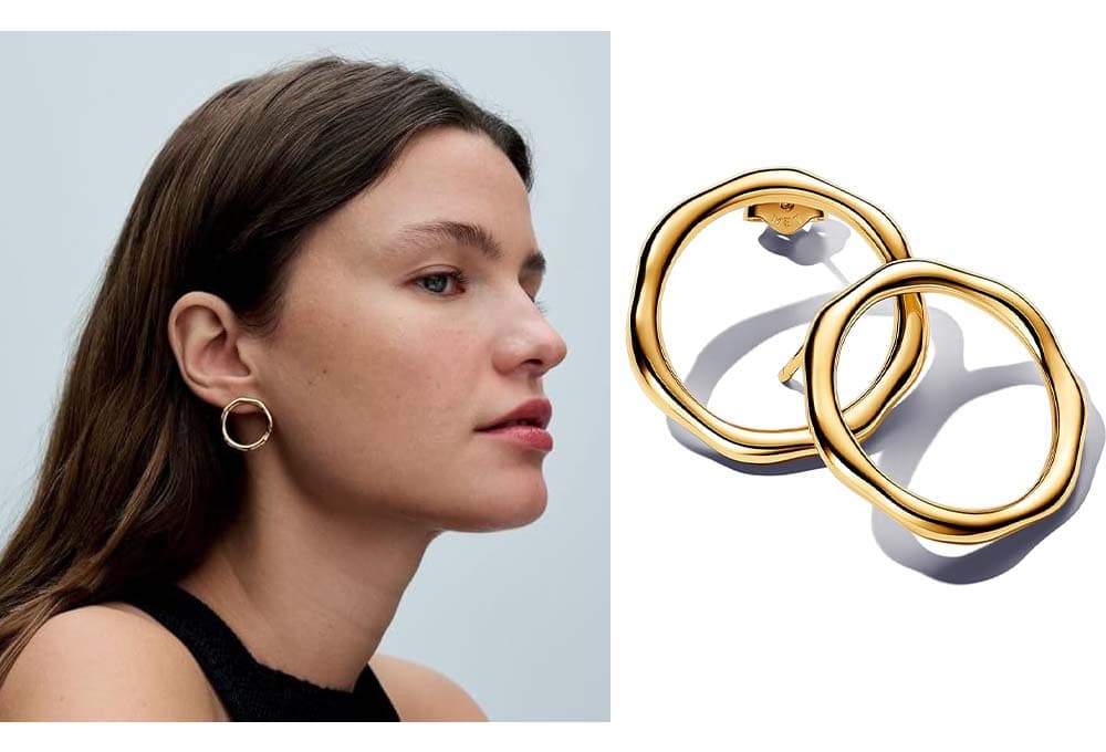 PANDORA Essence Brincos banhados a ouro de 14 quilates