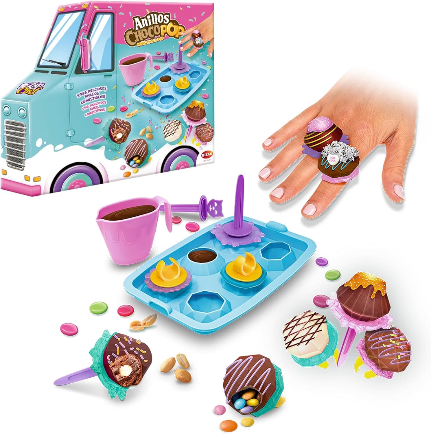 Zap Chef Choco Ring Pops, brinquedo para cozinhar aros doces de sobremesa, conjunto de cozinha para meninos e meninas a partir de 3 anos, aniversário, Bizak (64320023)