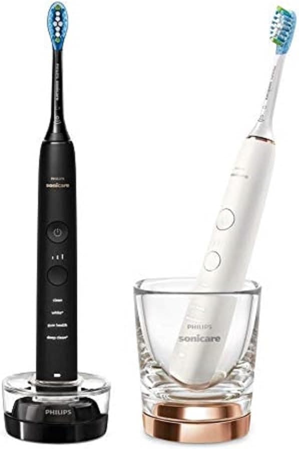 Philips Sonicare DiamondClean série 9000 - pacote duplo com 2 escovas de dentes elétricas sónicas avançadas para limpar dentes e gengivas, com aplicação móvel