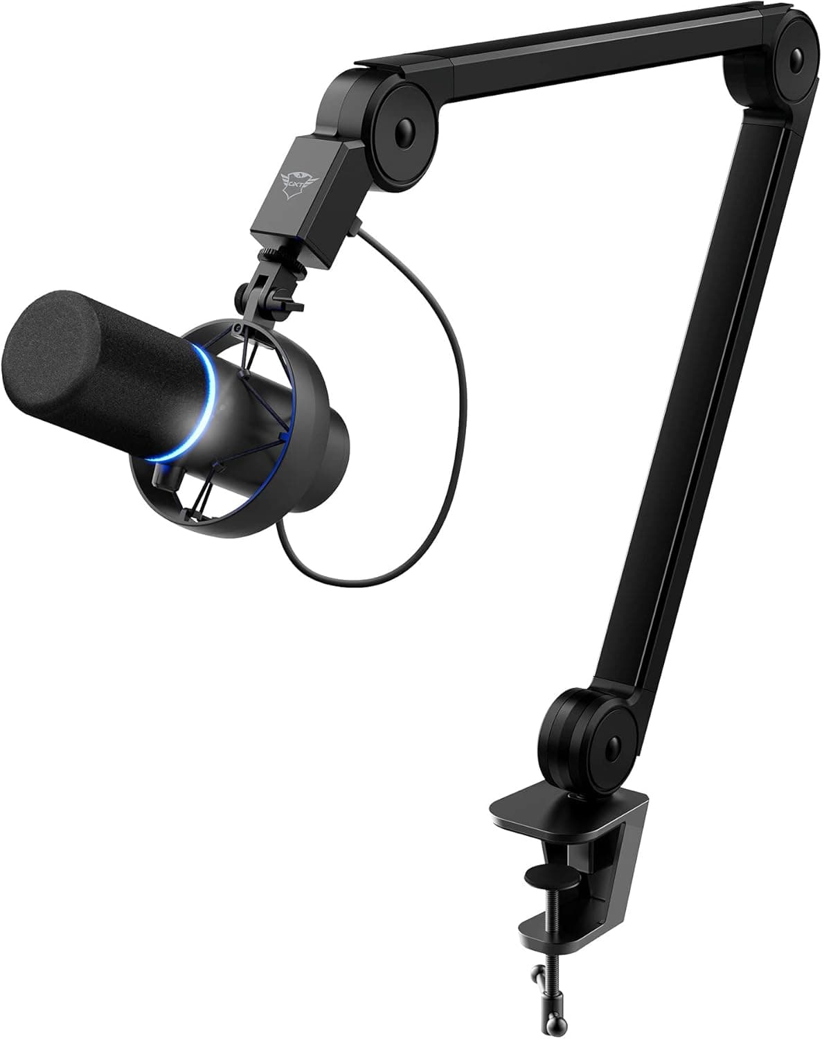 Trust Gaming 24354 GXT 255+ Ônix microfone profissional com braço, padrão cardioide, com filtro Pop, USB, LED, para gravação, podcasting, streaming, radiodifusão, preto