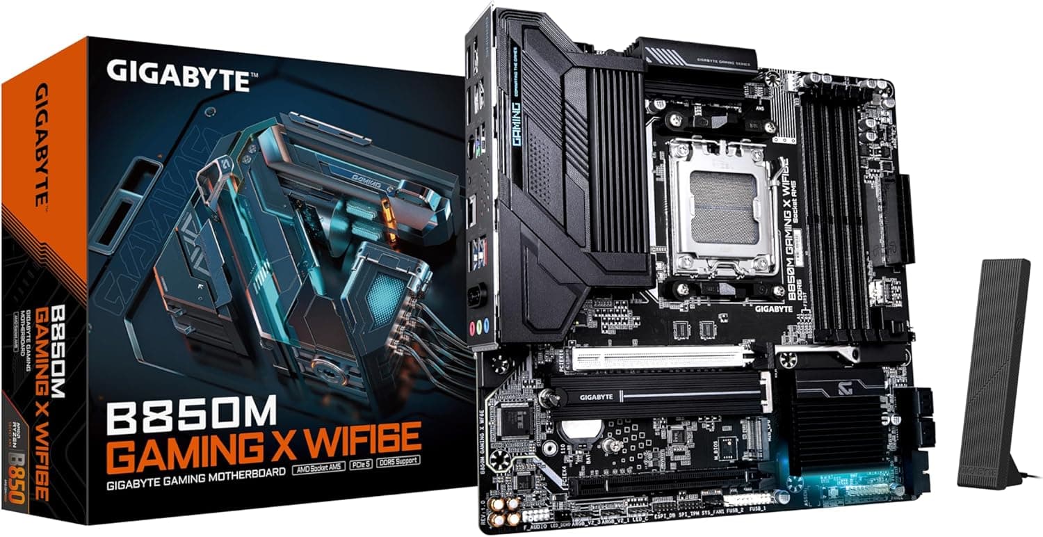 GIGABYTE B850M Gaming X WIFI6E – Placa-mãe LGA AM5 para AMD Ryzen série 9000, VRM digital 10+2 fases, suporte DDR5 até 8200 MHz (OC), PCIe 5.0 x16, PCIe 4.0 M.2, porta 2.5 GbE e Wi-Fi 6E