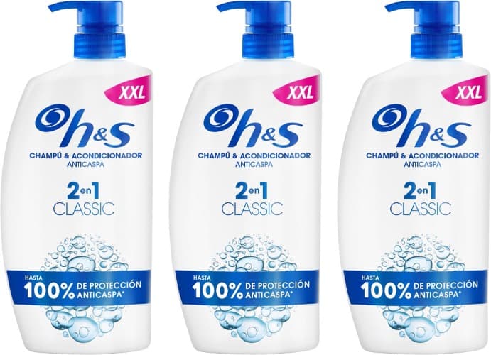 H&S Classic champô e condicionador anti-caspa 2 em 1, 1000 ml x 3