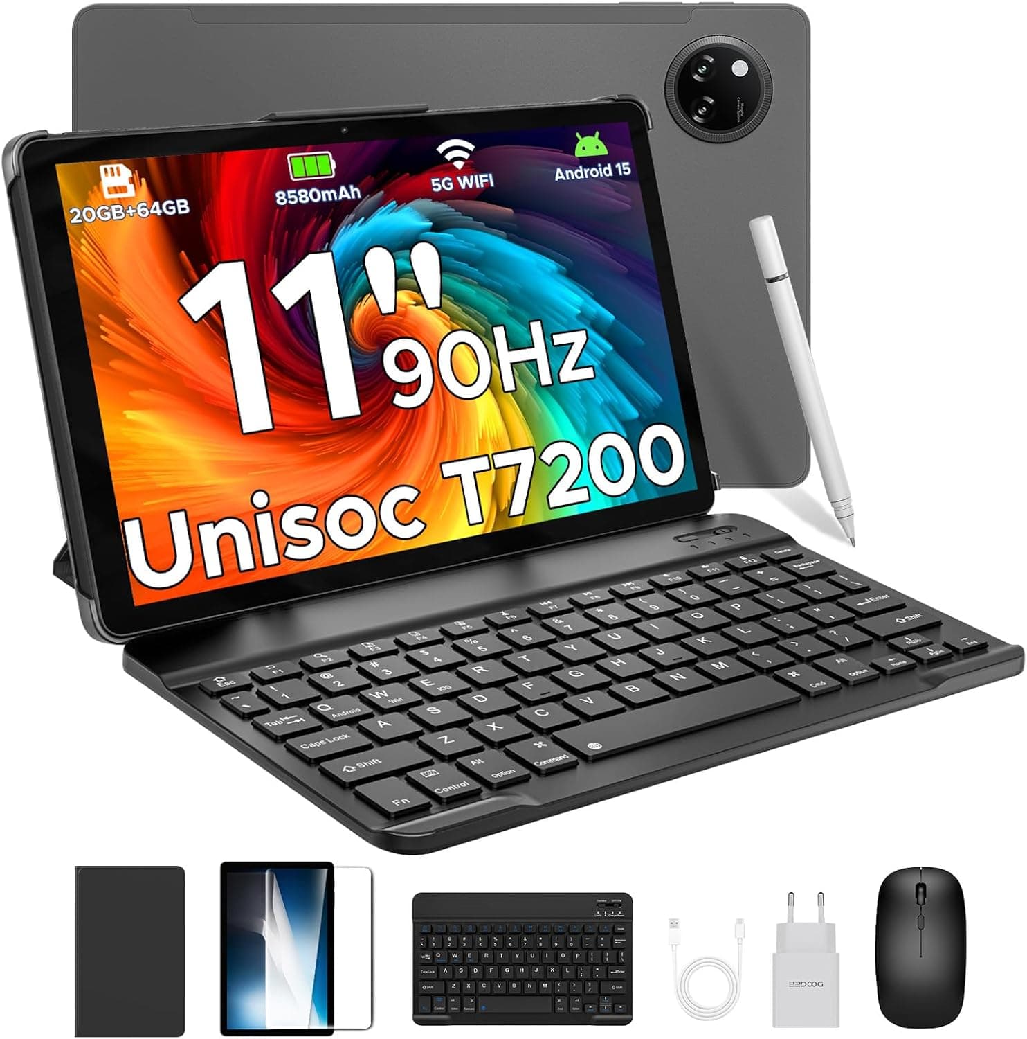 DOOGEE Tab A9 Tablet com teclado e laptop 8580 mAh, tablet de 11 polegadas 20 GB RAM+ 64 GB ROM (TF 2TB), tablet crianças colunas duplas, tablet infantil 13 MP/FM/Face ID/WidevineL1/GPSGPS