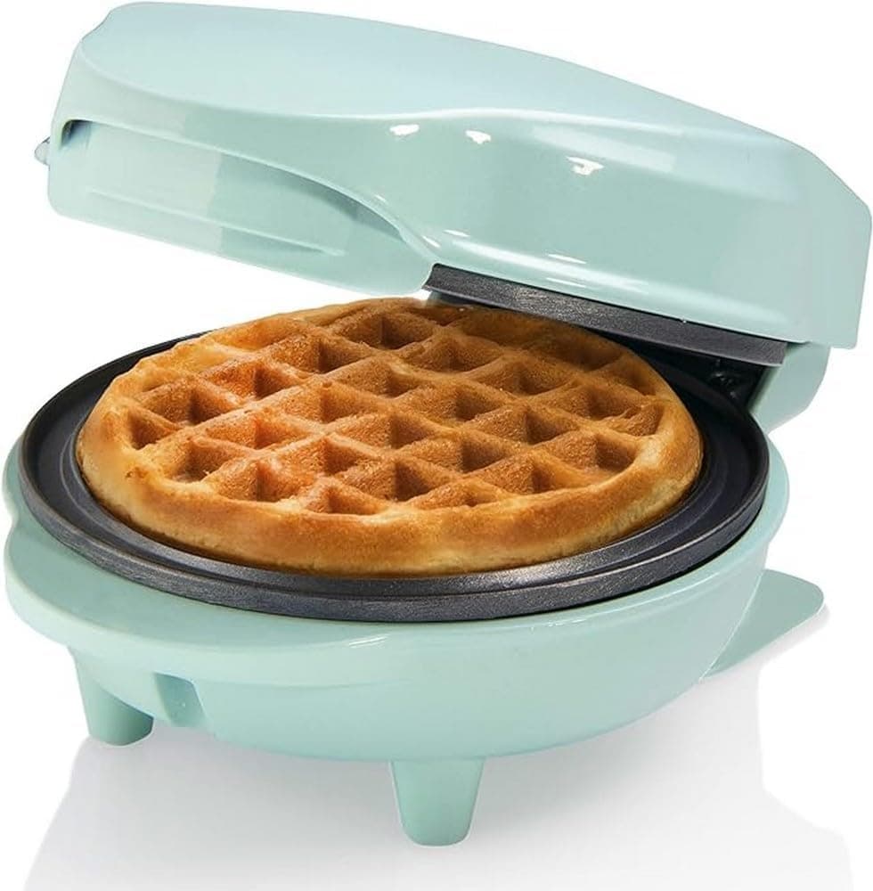 Bestron Mini máquina de waffles de waffles pequenos, com antiaderente, para aniversários de crianças, festas familiares, Páscoa ou Natal, design retro, 550 W, cor: Mente