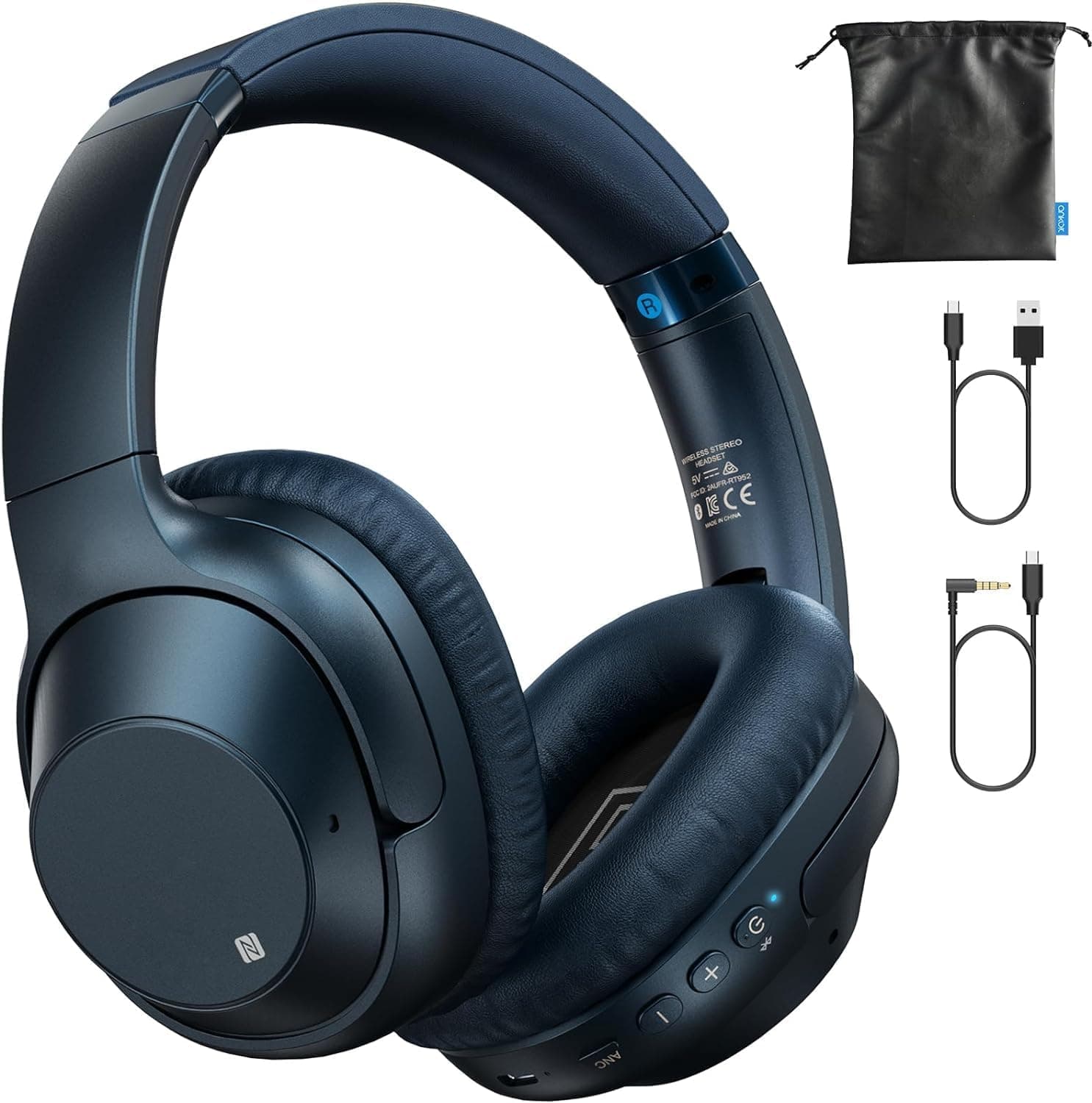 Lavales E500 Pro Auriculares sem fios Bluetooth, cancelamento ativo híbrido de ruído, LDAC Hi-Res Wireless Wire Audio, 90 horas de tempo de reprodução ANC Over Ear, design dobrável ajustável