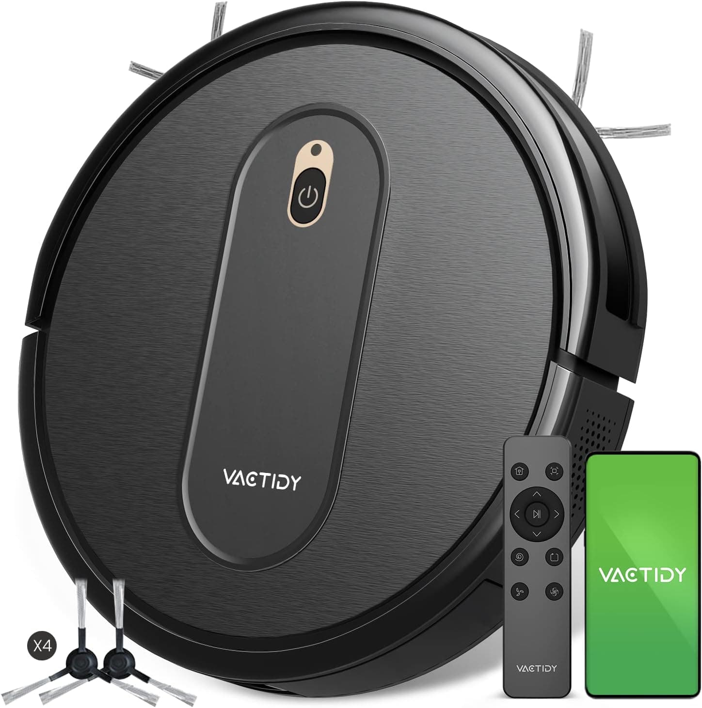 Vactidy Robot aspirador Nimble T6 com forte sucção, detecção inteligente, 2500 mAh, silencioso, 3 modos de limpeza, controlo por Alexa/Siri e comando, para animais de estimação, chão duro e tapete