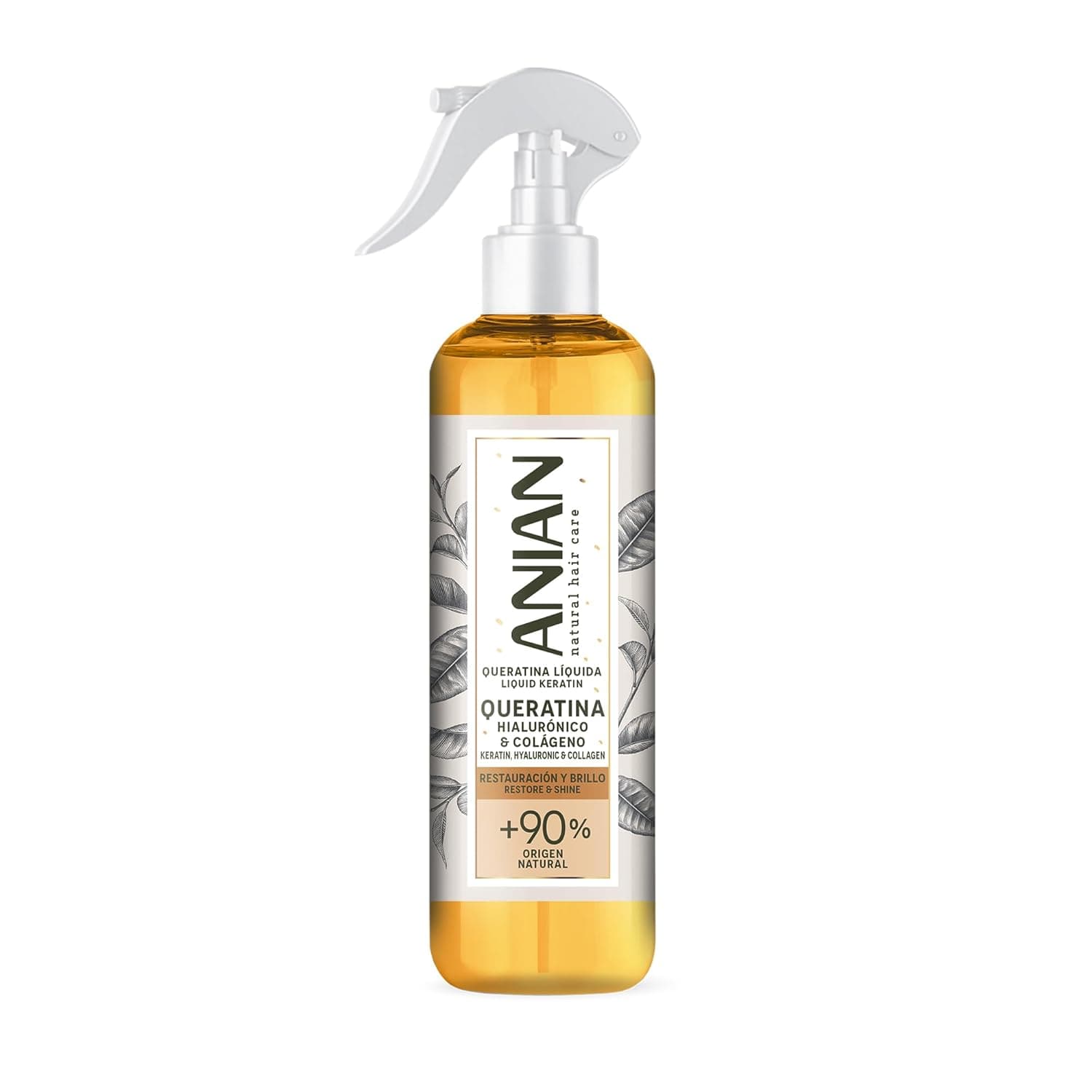 ANIAN Queratina líquida para o cabelo queratina, jojoba e karité, 200 ml, com ácido hialurónico e colágeno, para cabelos danificados e crespados, restauração e brilho, pontas seladas