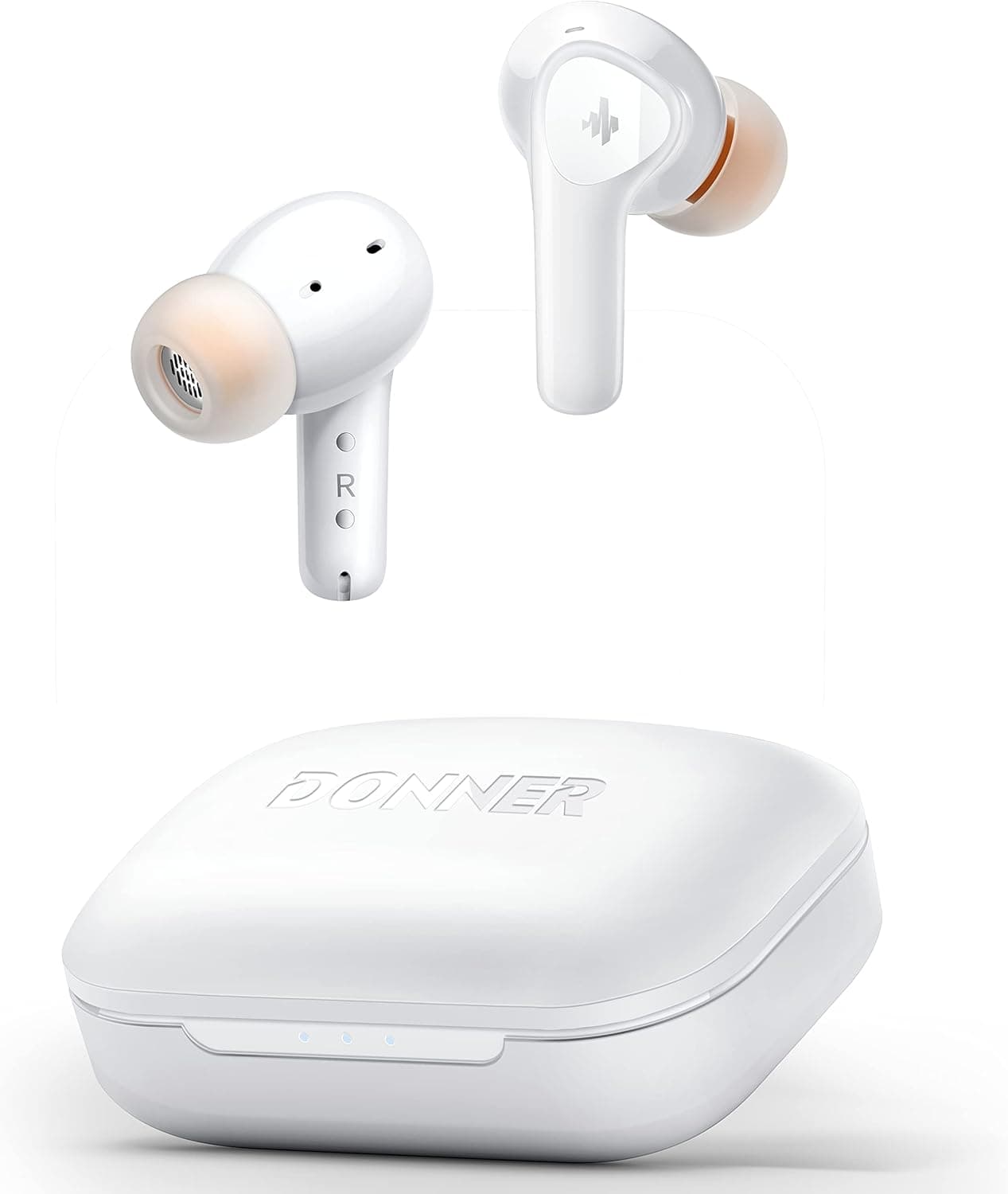 Donner Auriculares sem fios Bluetooth 5.2, cancelamento de ruído, Bass potentes, chamadas nítidas com 4 Mic, 32h, App - som personalizado, branco