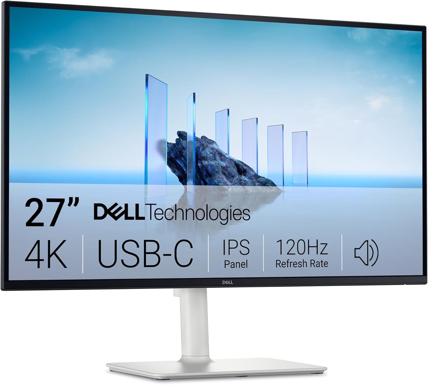 Dell 27 Plus USB-C Monitor - S2725QC, 4K UHD (3840 x 2160), 120Hz, IPS, 4 ms, AMD FreeSync Premium, 99% sRGB, ajuste de altura, altifalantes integrados, 2 USB-C, 2 HDMI, 2 USB