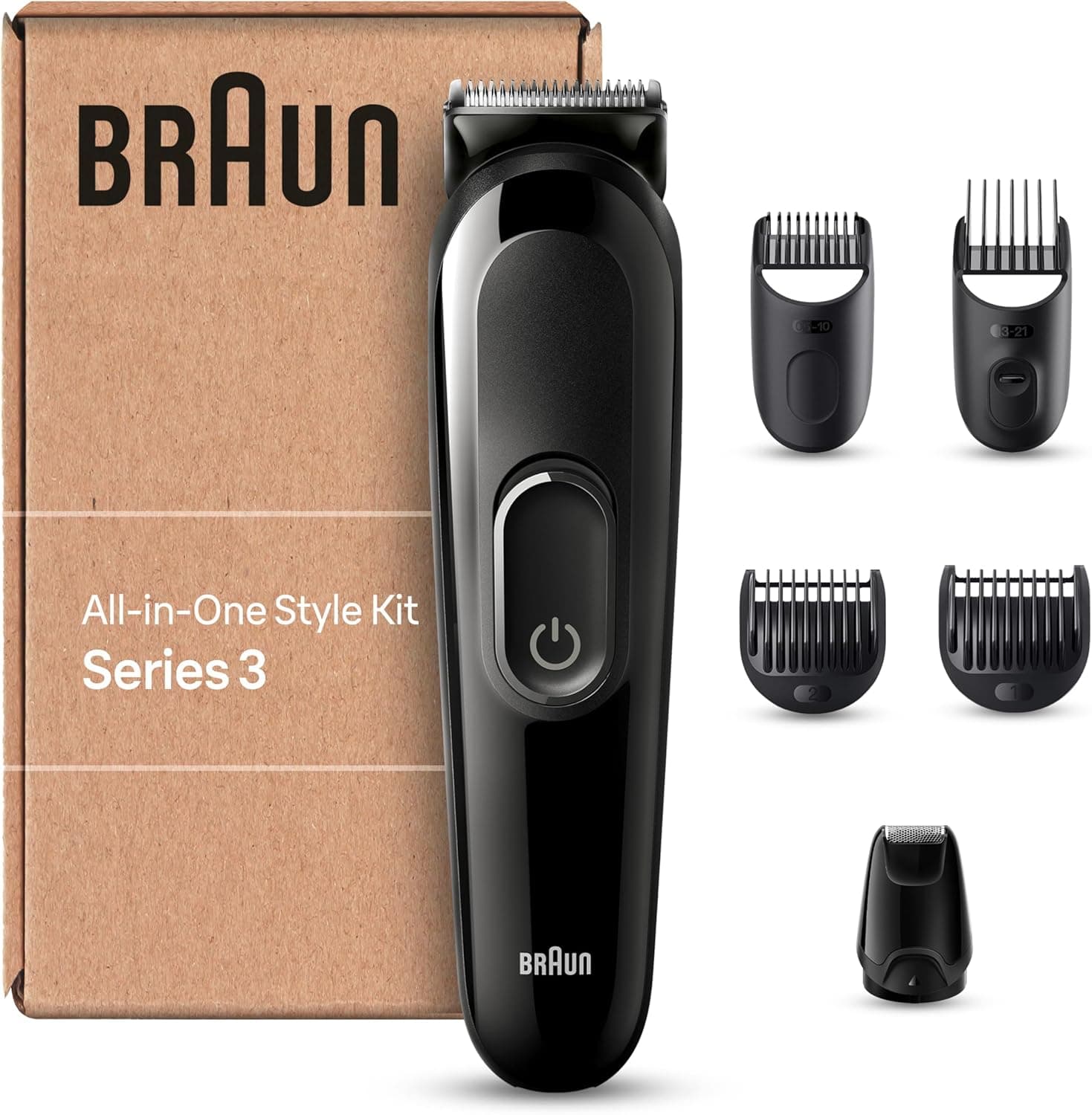 Braun Aparador de barba série 3 máquina de cortar cabelo, máquina de barbear, corta-pelos homem kit 6 em 1 para barba, MGK3420