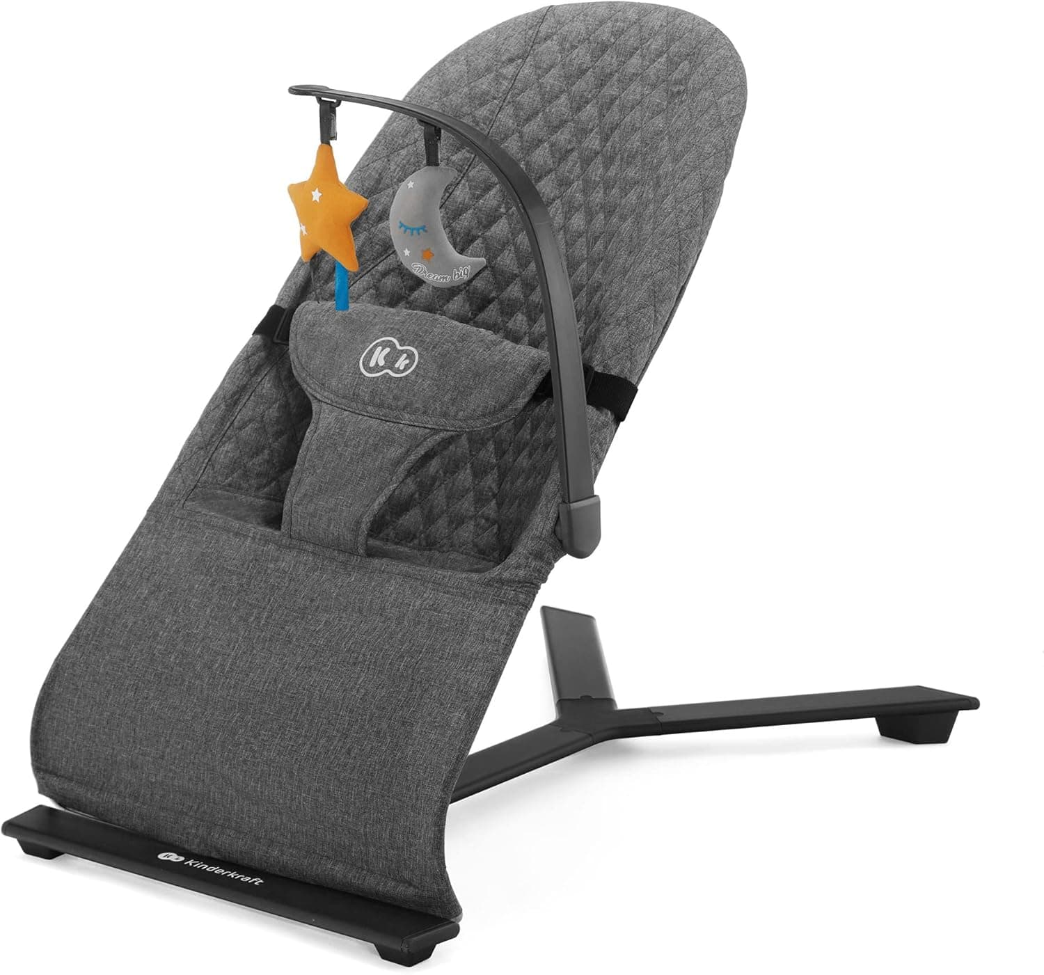 k Kinderkraft MIMI Rede de bebé desde o nascimento, balança para bebés, dobrável compacto, reutilizável com uma mão, movimento natural, arco com brinquedos, fácil de limpar, cinzento