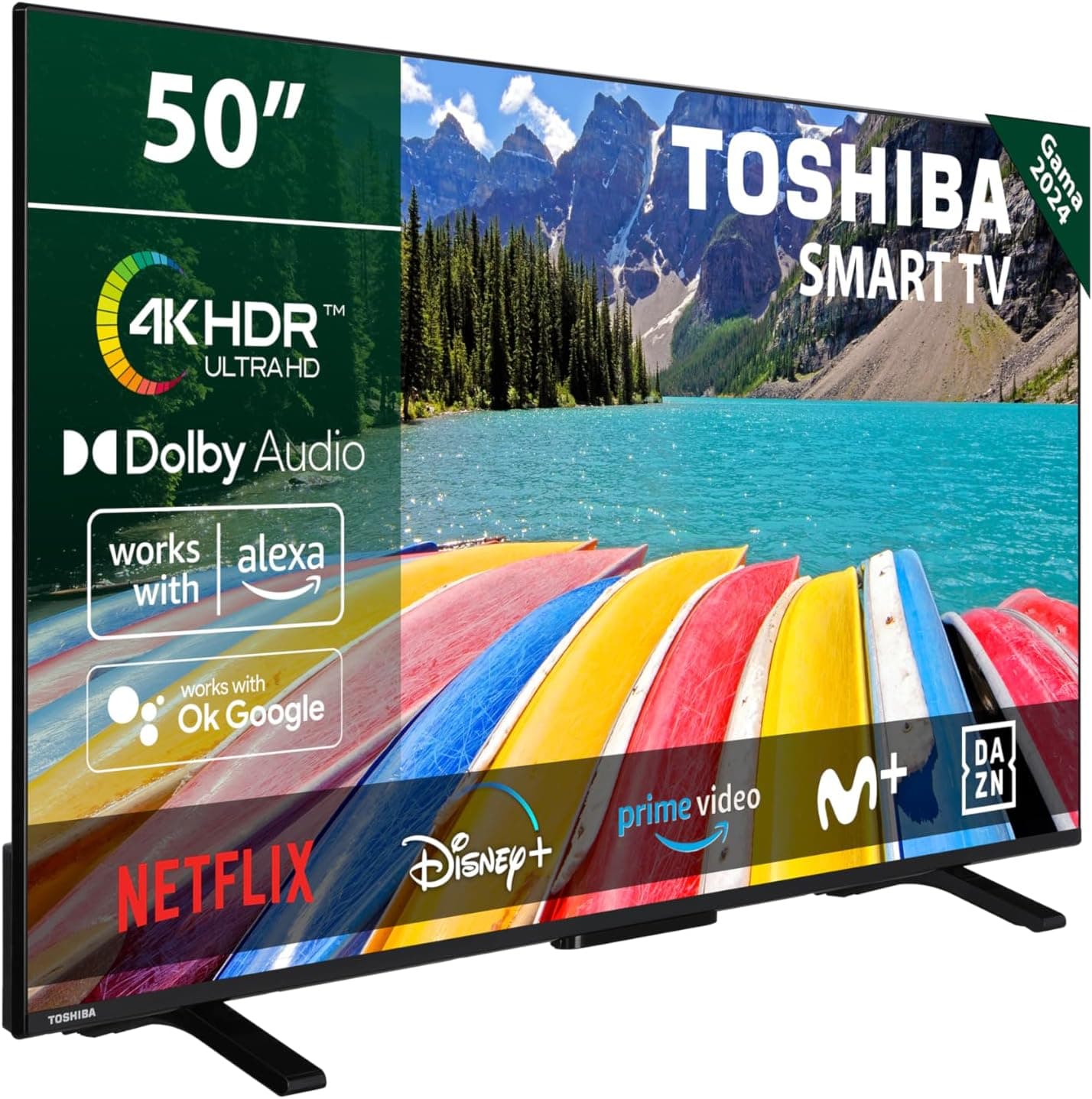 TOSHIBA 50UV2363DG Smart TV 4K UHD de 50", sem molduras, com HDR10, áudio Dolby, compatível com assistente de voz Alexa e Google