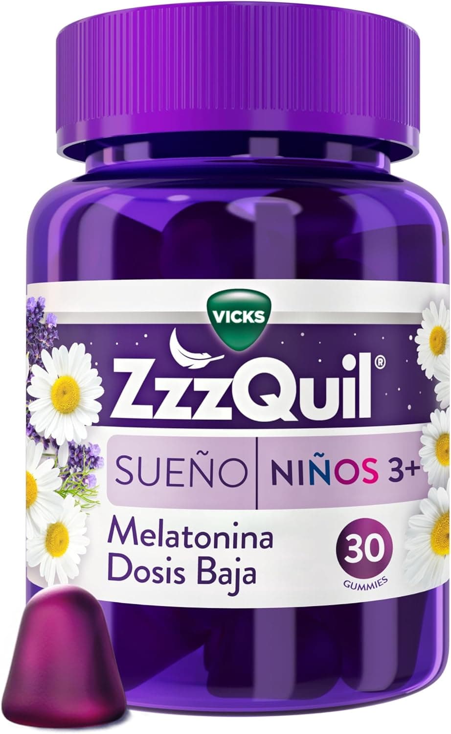 ZzzQuil Sonho melatonina para crianças, complemento alimentar em Gummies para dormir para crianças, com extrato de camomila e lavagem, baixa dose de melatonina (0,5 mg), frutos da floresta, 30 Gummies