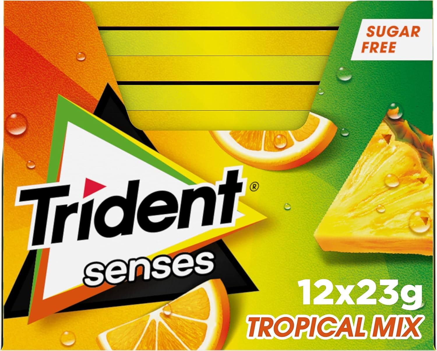 Trident Senses tropical- Pastas sem açúcar com sabor tropical, embalagem de 12 embalagens de 23 g
