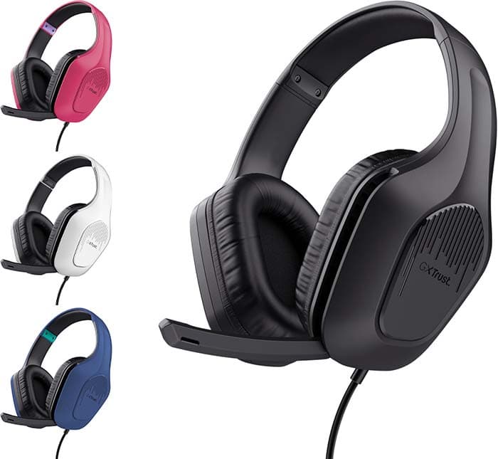 Trust Gaming GXT 418 Rayne Capacetes de jogos leves para PC Xbox PS4 PS5 Switch Mobile, drivers de 50 mm, conexão de 3,5 mm, microfone dobrável, auriculares com cabo 2 m Over-Ear, preto