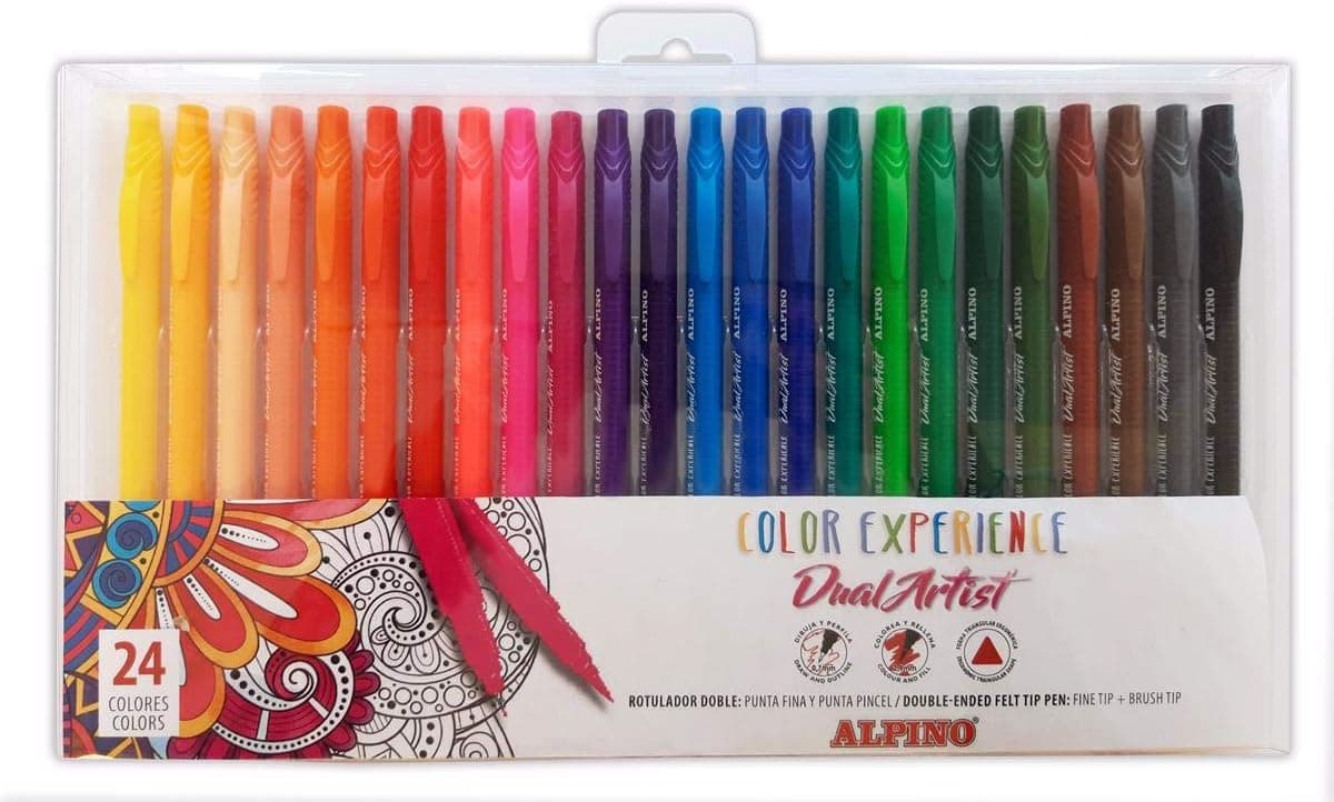 Alpino Color Experience | Conjunto de 24 marcadores de dupla ponta para desenho e lettering