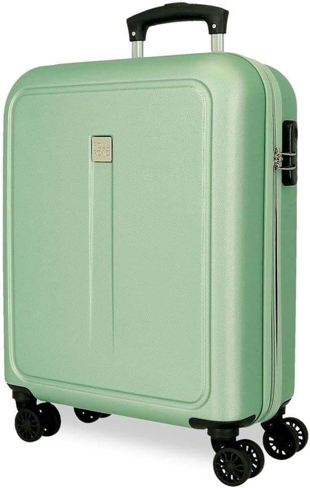 Roll Road Camboja Malas de cabine, conjunto malas rígidas ABS, tamanhos diferentes, fecho de combinação lateral 4 rodas duplas bagagem mão, verde, M, Mala