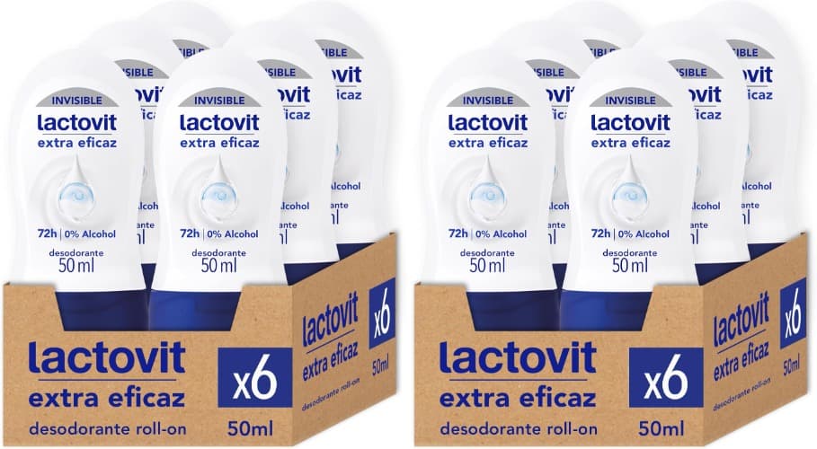 Lactovit Extra Effective | Desodorizante roll-on antitranspirante anti-irritação 48h, 12 unidades de 50 ml