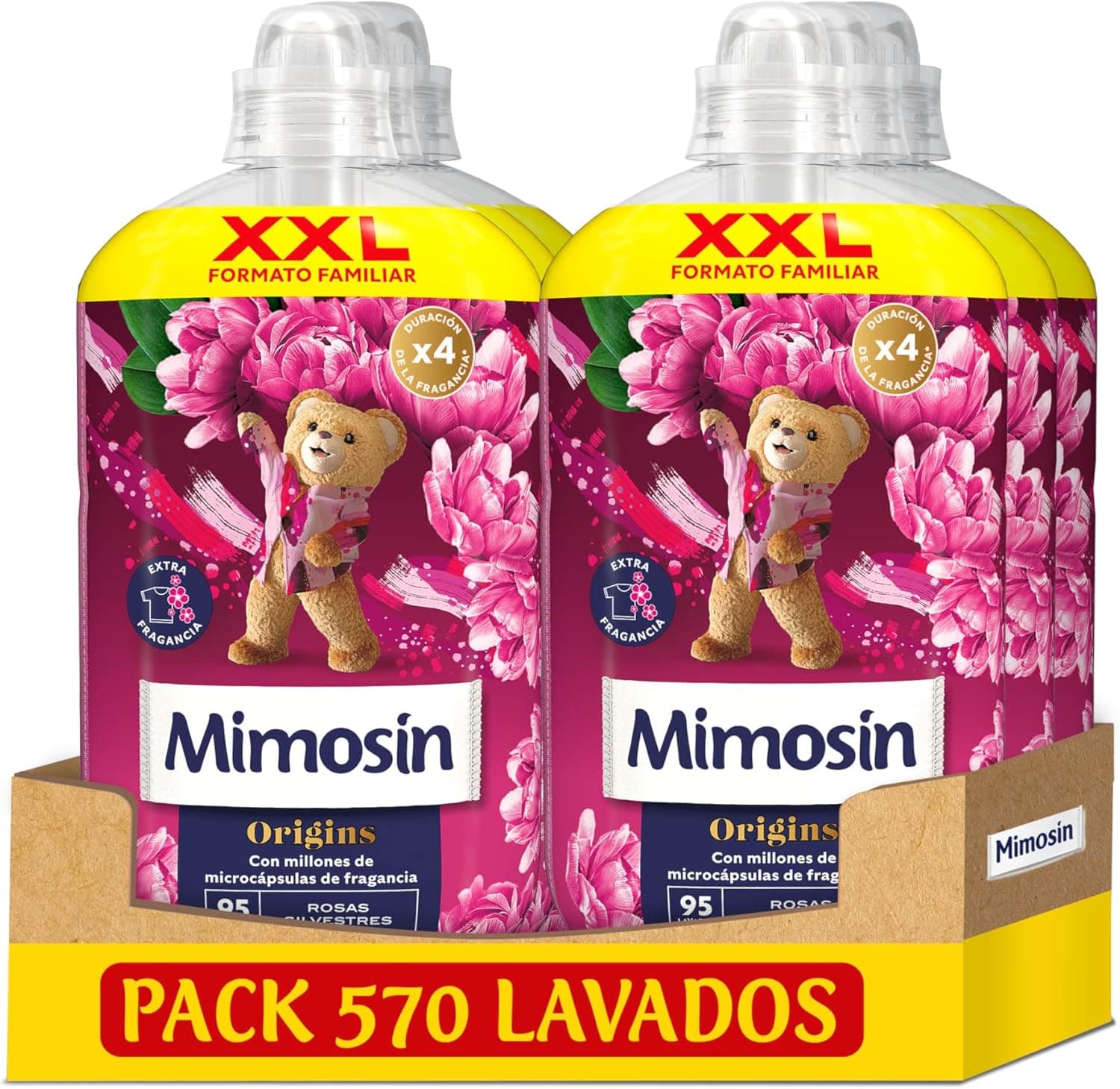 Mimosín Origins suaves concentrados, rosas selvagens, 6 x 95 lavagens