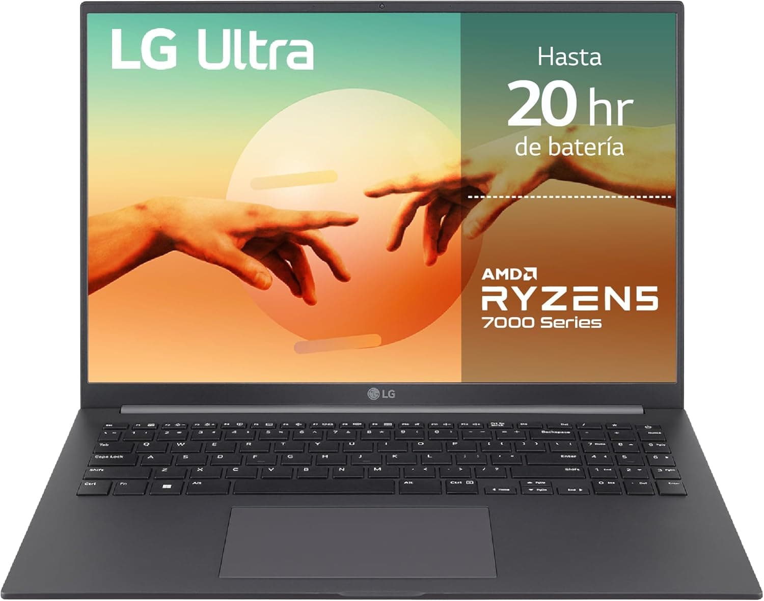 LG Ultra 16UD70R 16" | Portátil com Ryzen 5, 16GB RAM, 1TB SSD, ecrã IPS, até 20h de autonomia e chassis em alumínio cinzento claro