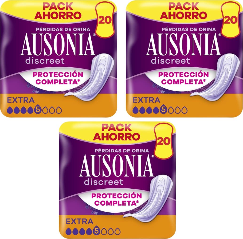 AUSONIA Discreet Extra Compressas para Perdas de Urina - 20 unidades x 3