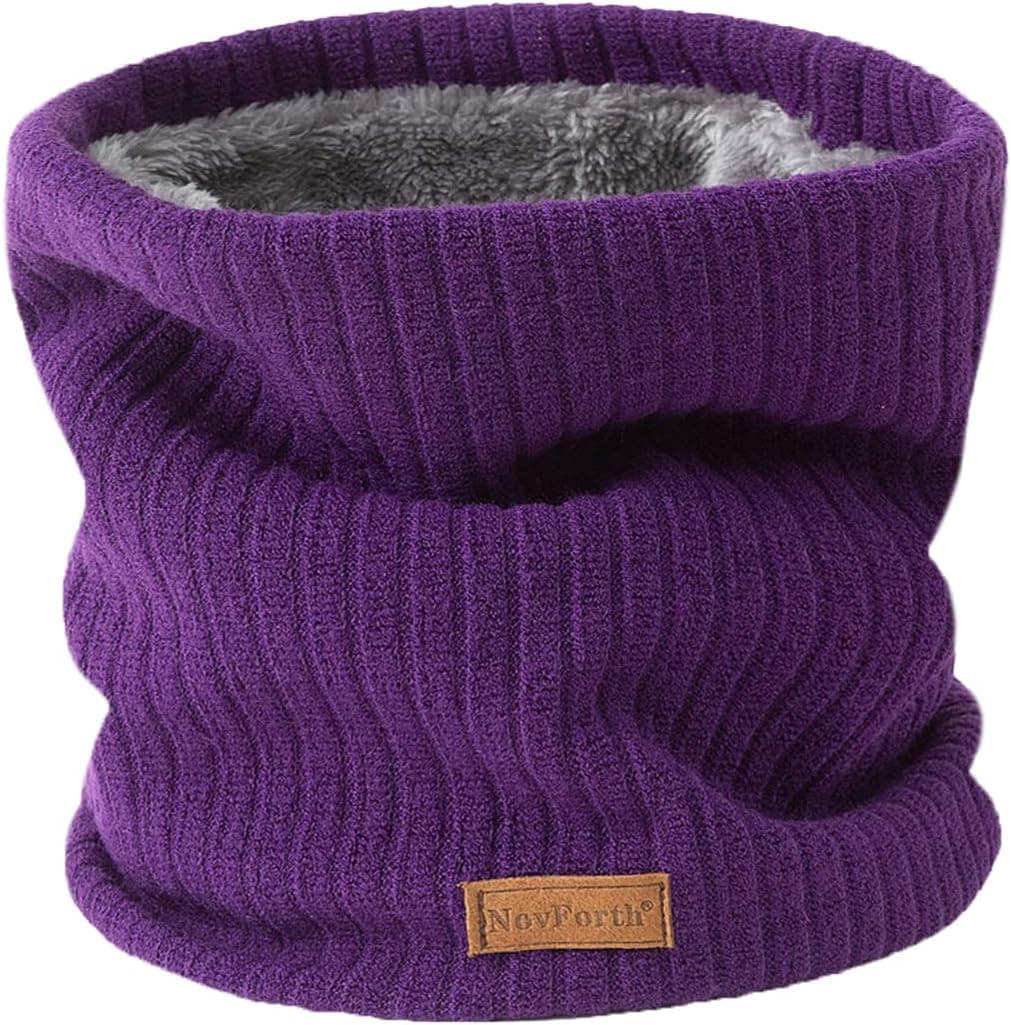NovForth Cachecol de mulher homem inverno cachecol tubular unissexo com dupla face de malha e forro de pelúcia aquecedor de pescoço espesso e elástico para ciclismo Cold Weather