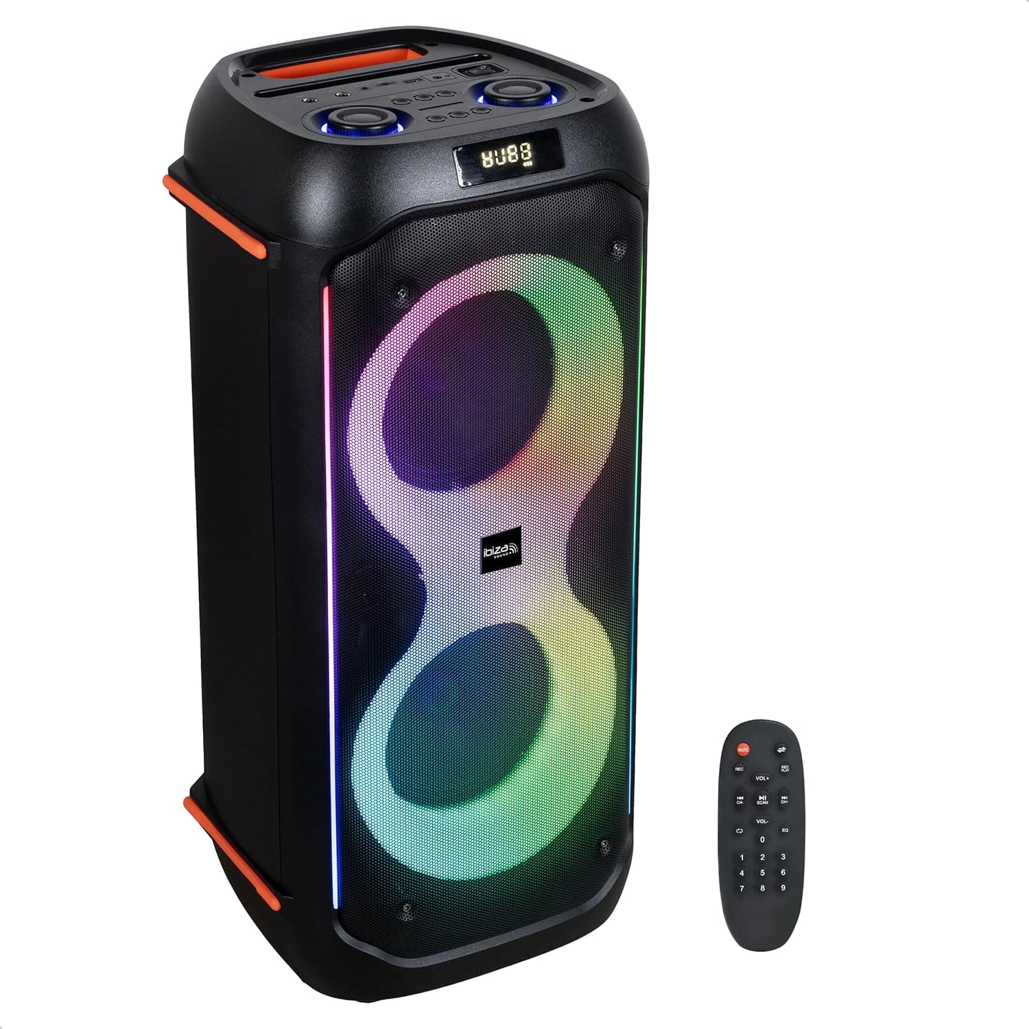 Ibiza - COLUMBA600 - Altifalante, poderoso defletor 2 x 6,5"/16 cm em bateria recarregável - Bluetooth, Micro-SD, USB, Aux, 2 MIC IN - TWS - LED multicolorido infinito - Asa