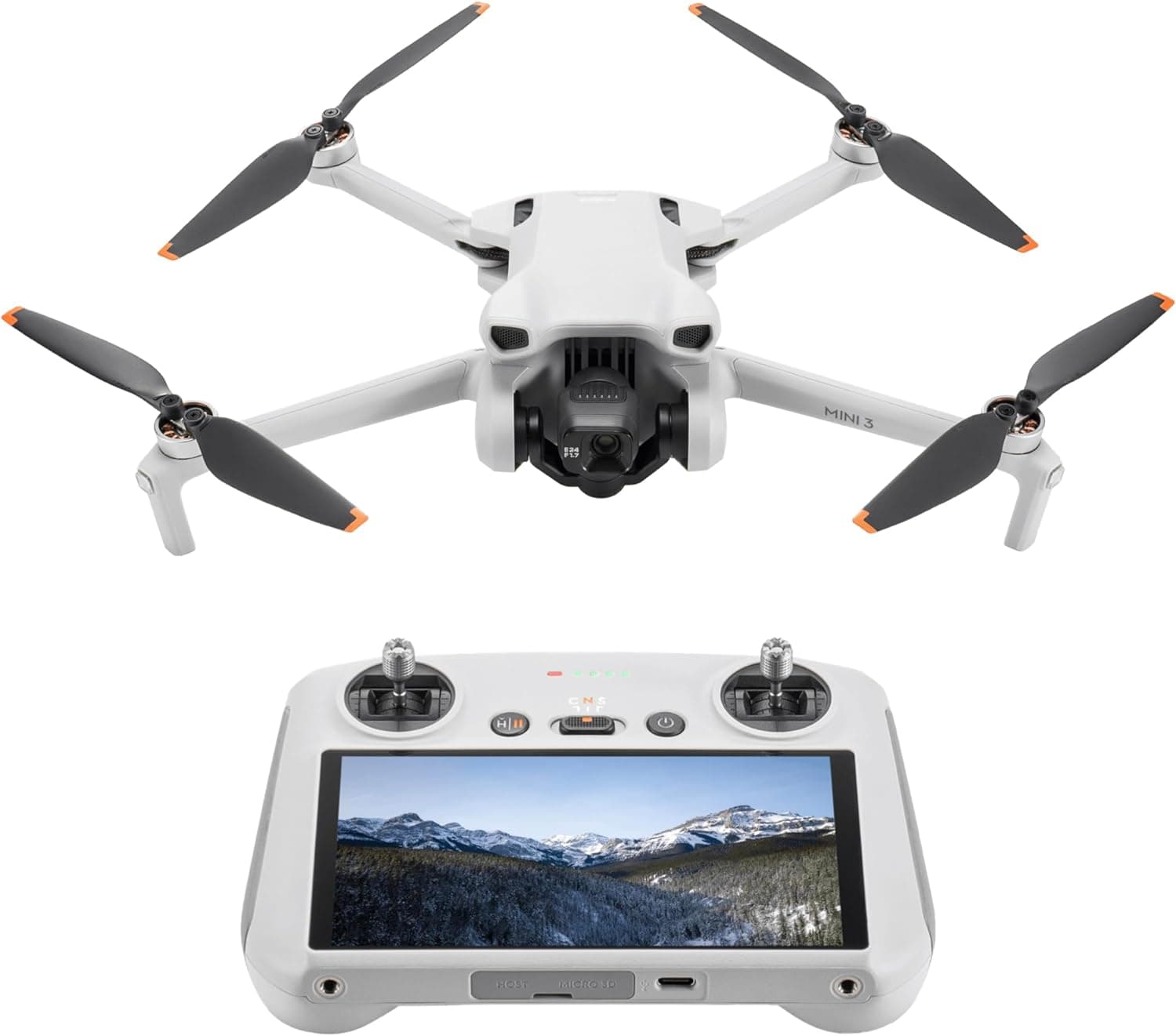 DJI Mini 3 (DJI RC) Mini drone com controlo remoto e câmara, leve e dobrável com vídeo 4K HDR, 38 min de tempo de voo, gravação vertical e funções inteligentes, C0