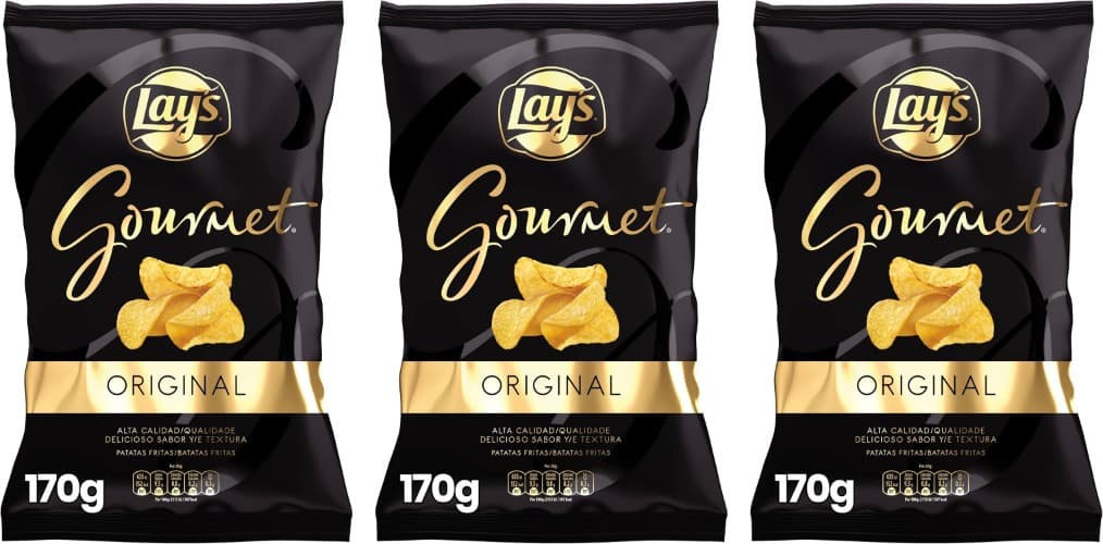 Lay's Gourmet Batatas fritas com sal, 170g x 3