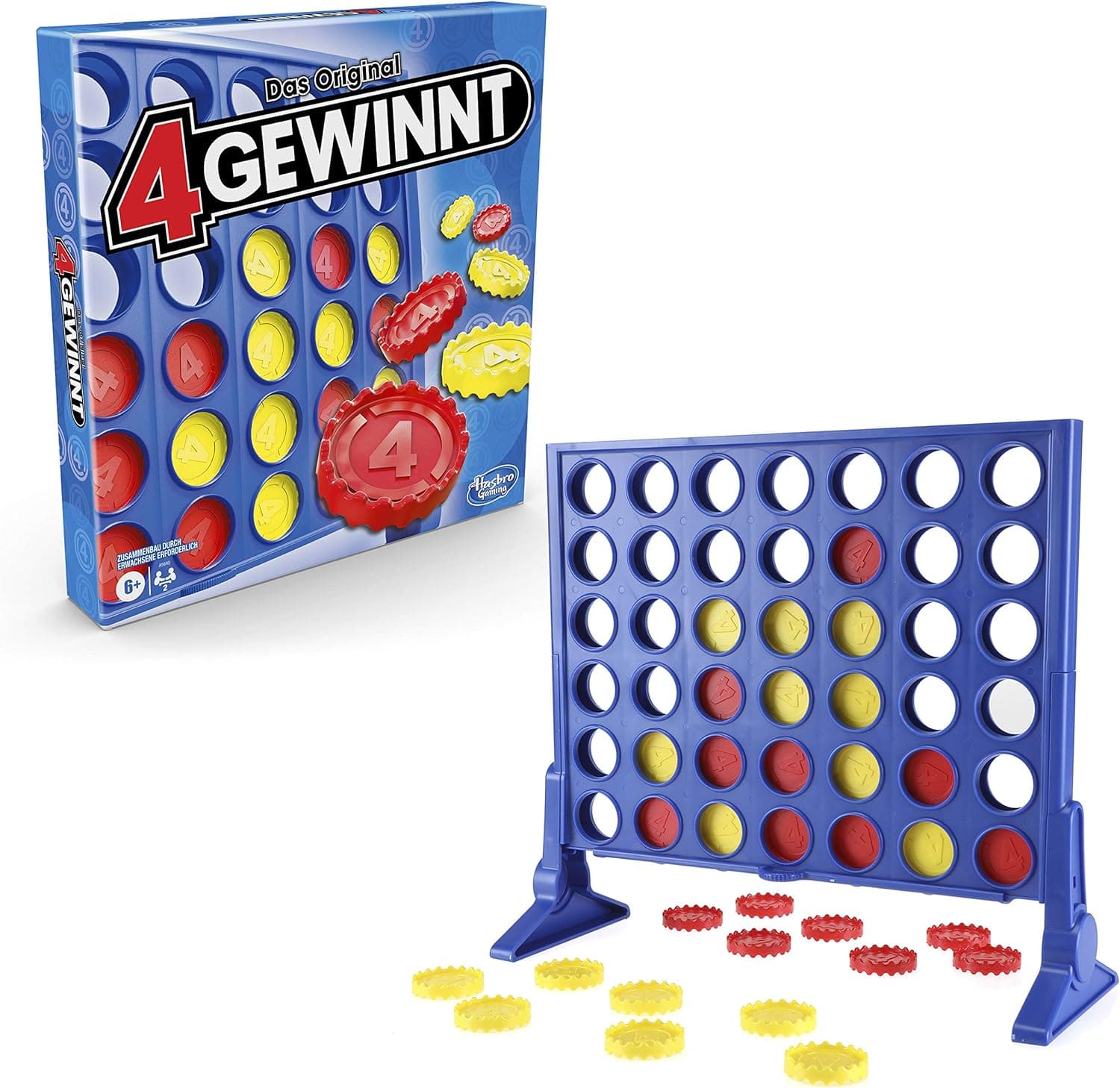 Hasbro Gaming 4 GANA Jogo de estratégia, jogo de mesa para 2 jogadores, diversão infinita com amigos e familiares, jogo de festa e para diversão multijogador