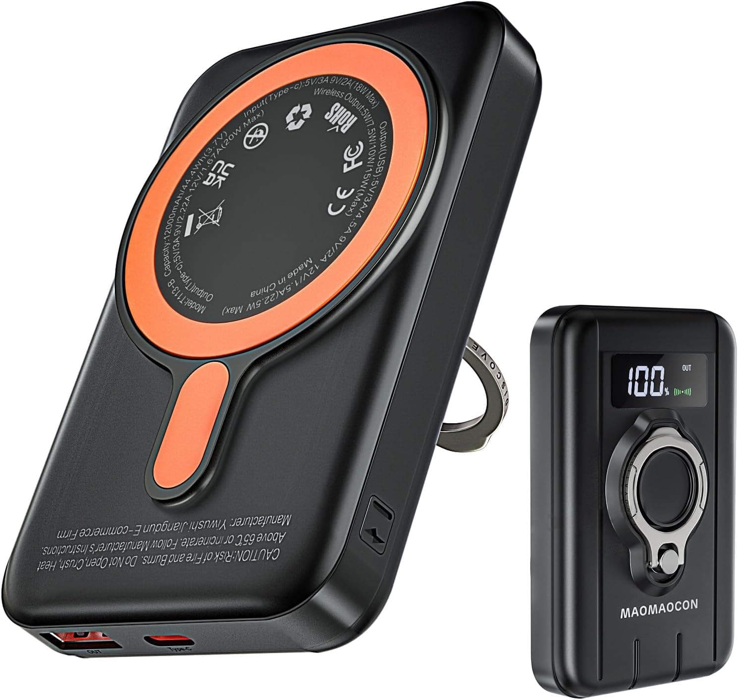 MAOMAOCON | Power bank magnético 12000 mAh com carregamento rápido 22,5 W, ecrã LCD e USB-C
