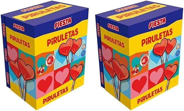 FIESTA Candy Lollipops | Chupas em stick em forma de coração sabor cereja, 160 unidades