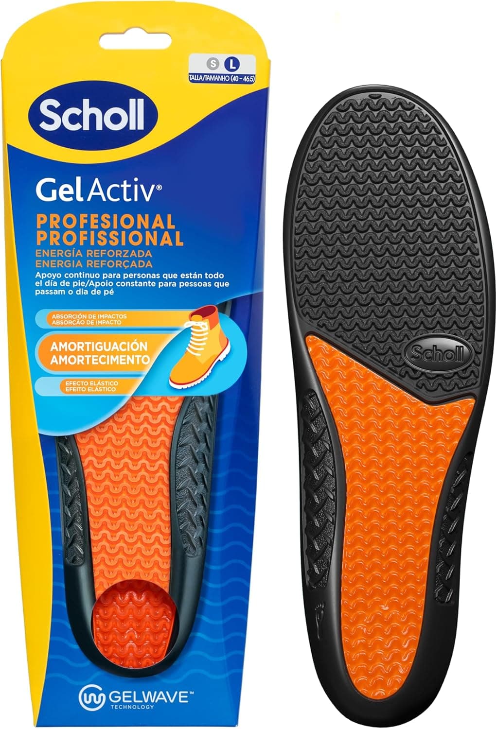 Scholl Palmilhas GelActiv profissionais para homem - para botas e calçado de trabalho - conforto o dia todo, absorção de impactos e amortecimento agradável com tecnologia GelWave - tamanho 40-46,5